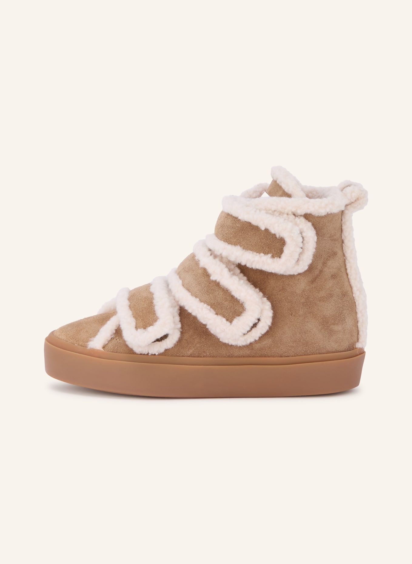 INUIKII Hightop-Sneaker SHEARLING VELCRO WEDGE: BEIGE / CREME