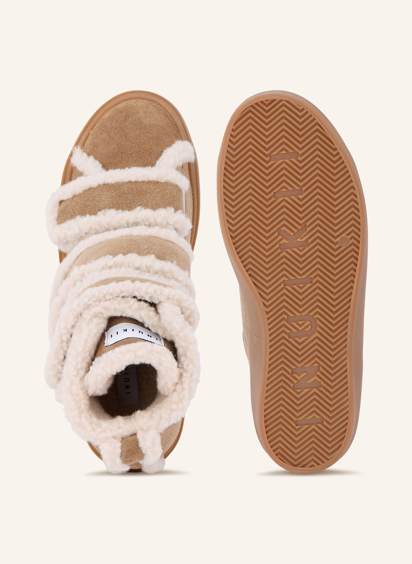 INUIKII Hightop-Sneaker SHEARLING VELCRO WEDGE: BEIGE / CREME