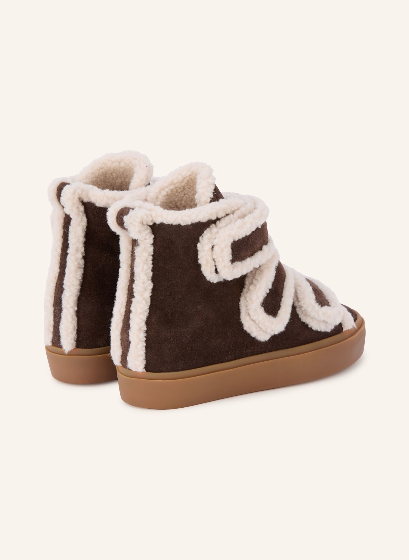 INUIKII Hightop-Sneaker SHEARLING VELCRO WEDGE: DUNKELBRAUN / CREME
