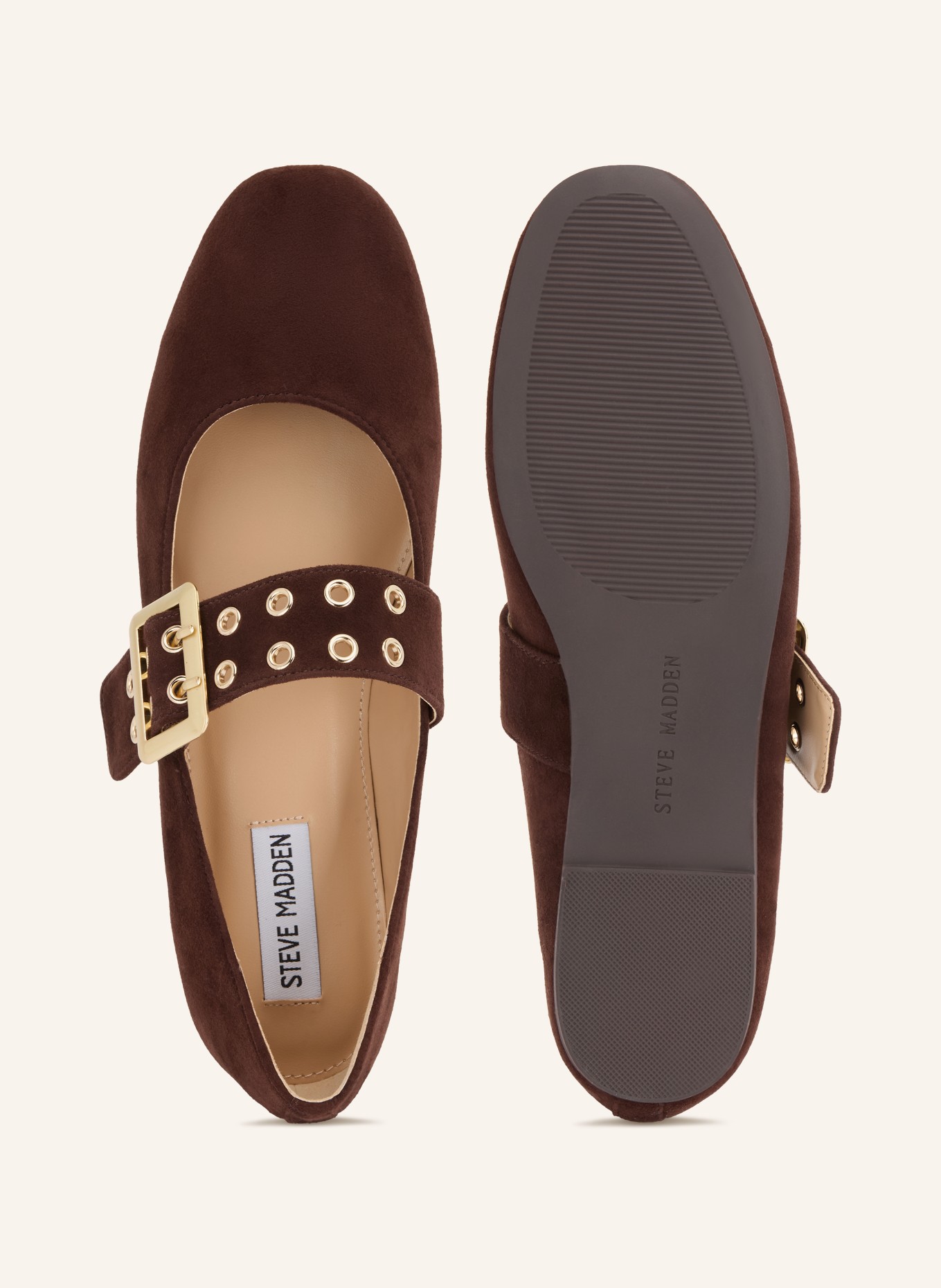STEVE MADDEN ATLANTICA Mary-Jane ballerinas: DARK BROWN / GOLD
