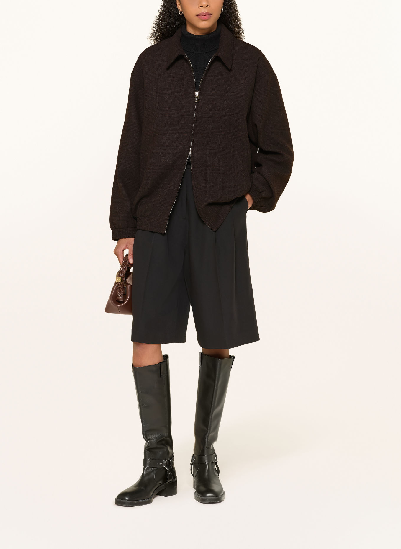 MRS & HUGS Overshirt: BLACK / DARK BROWN