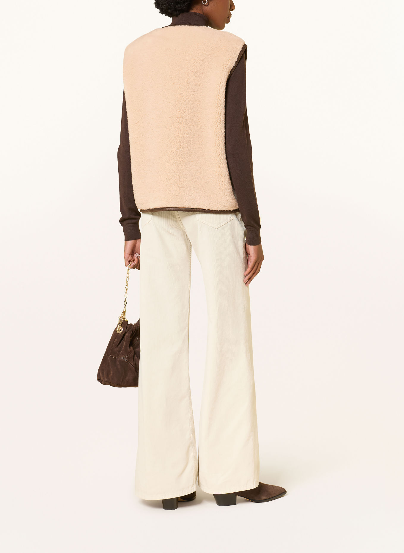 MRS & HUGS Teddyfell-Weste: BEIGE / DUNKELBRAUN