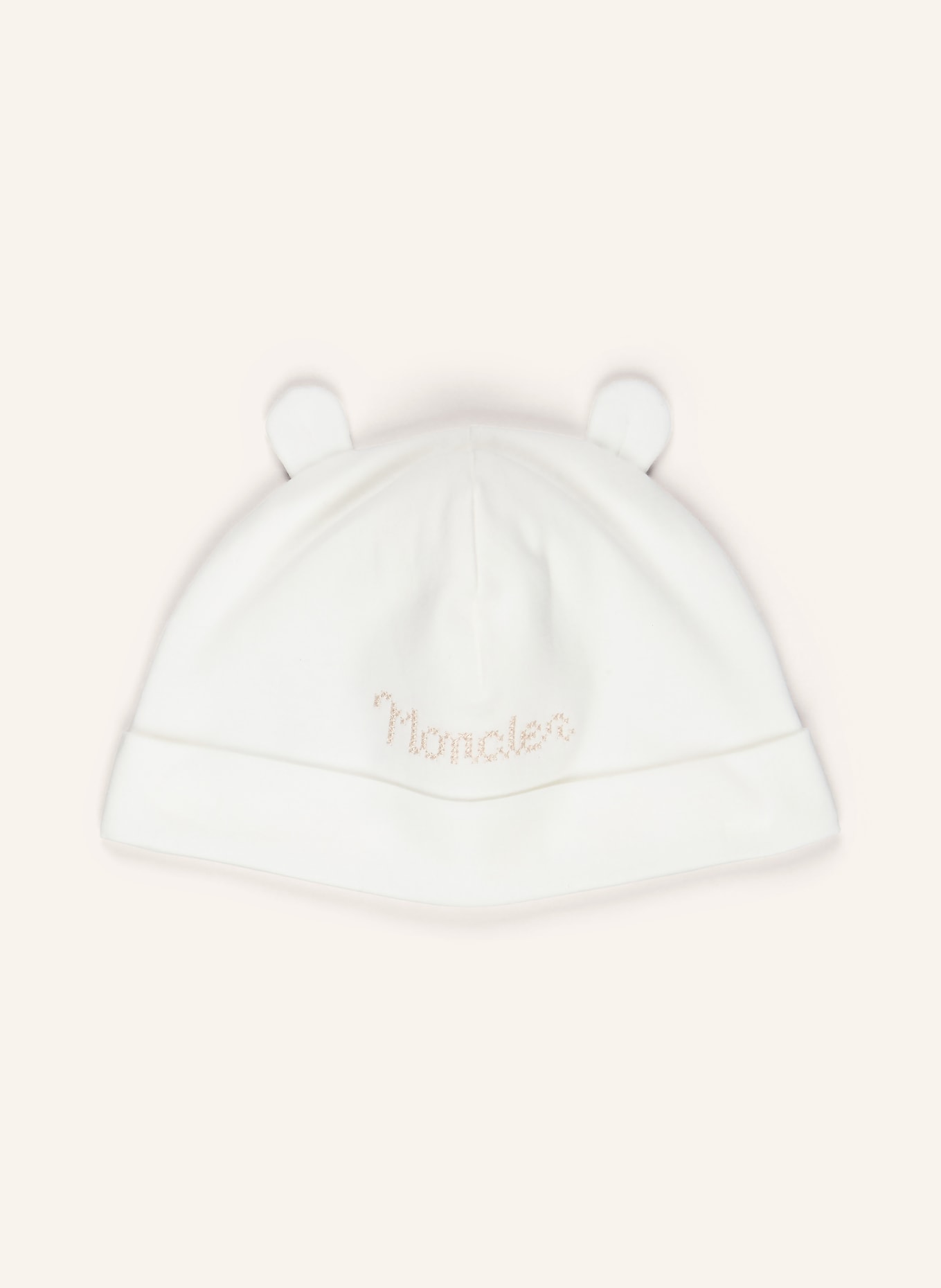 MONCLER enfant Set: Body, Mütze und Lätzchen: ECRU / DUNKELBRAUN / BRAUN