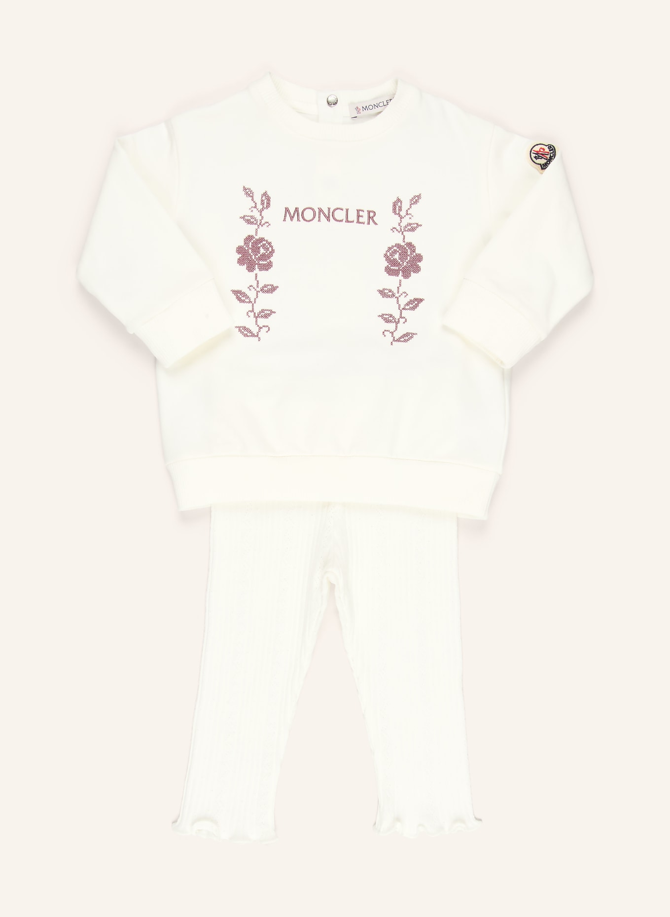 MONCLER enfant Set: Sweatshirt und Leggings: CREME / DUNKELLILA