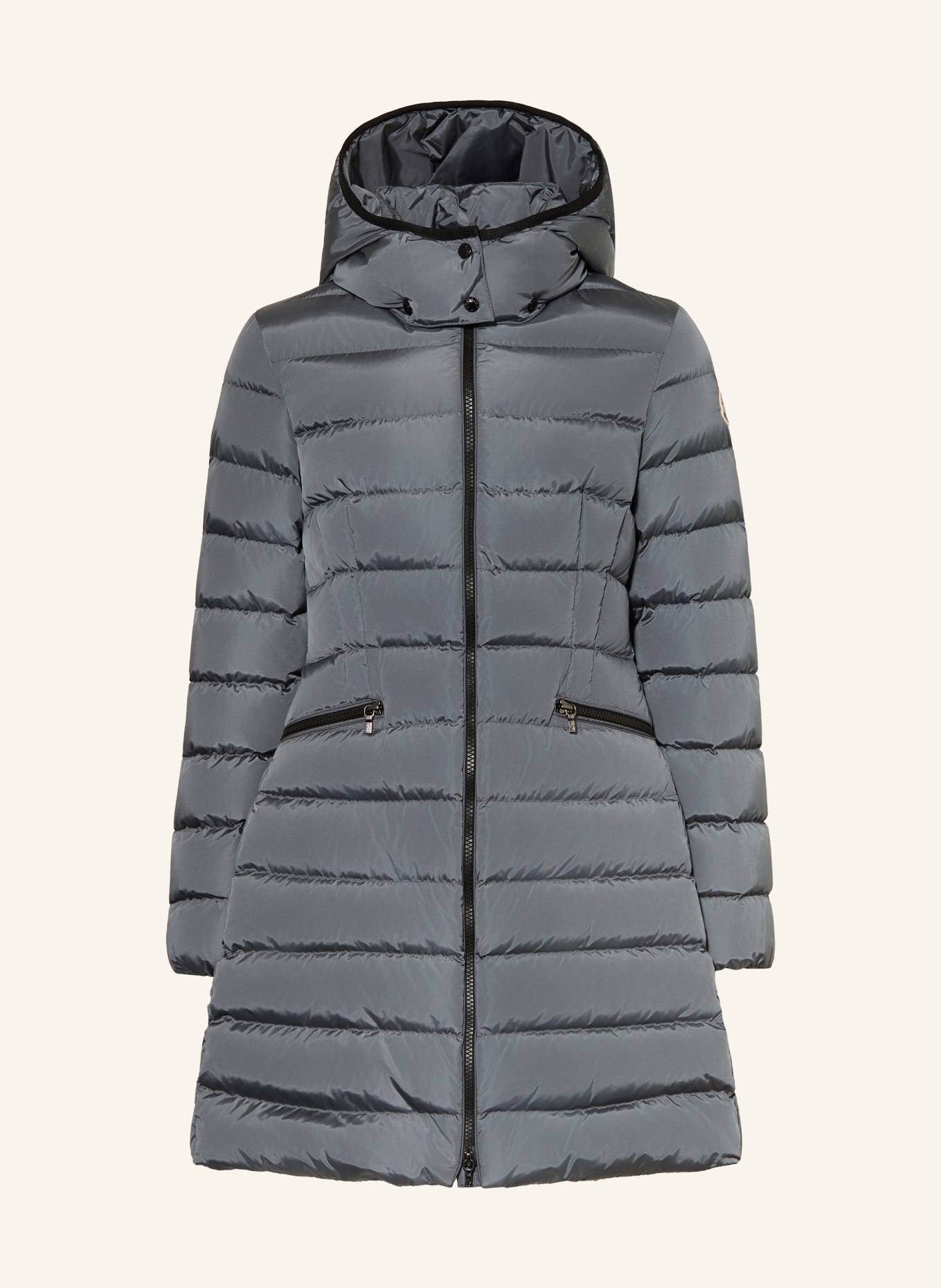 MONCLER enfant Doudoune longue avec capuche amovible: GRIS FONCÉ
