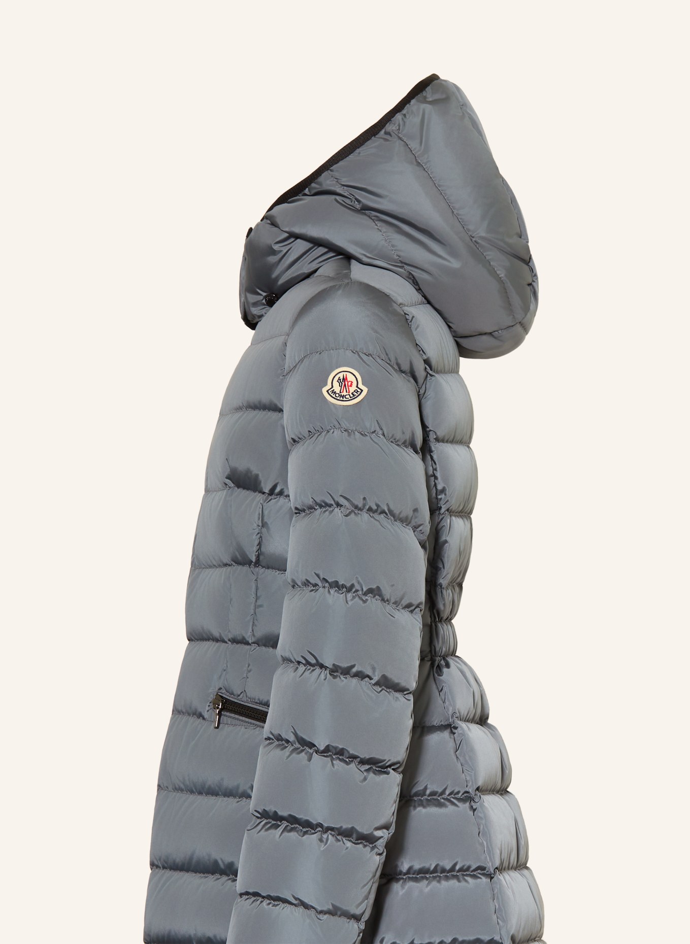 MONCLER enfant Doudoune longue avec capuche amovible: GRIS FONCÉ