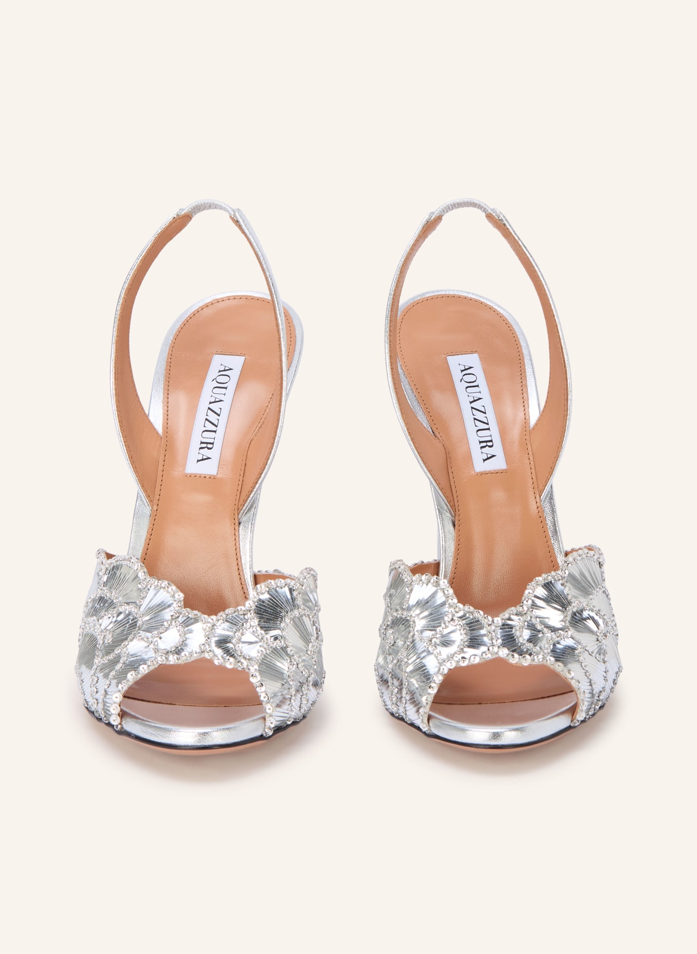 AQUAZZURA Peeptoes CE SOIR met pailletten: ZILVER