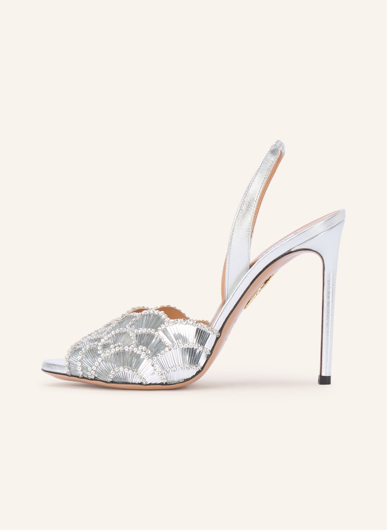 AQUAZZURA Peeptoes CE SOIR met pailletten: ZILVER