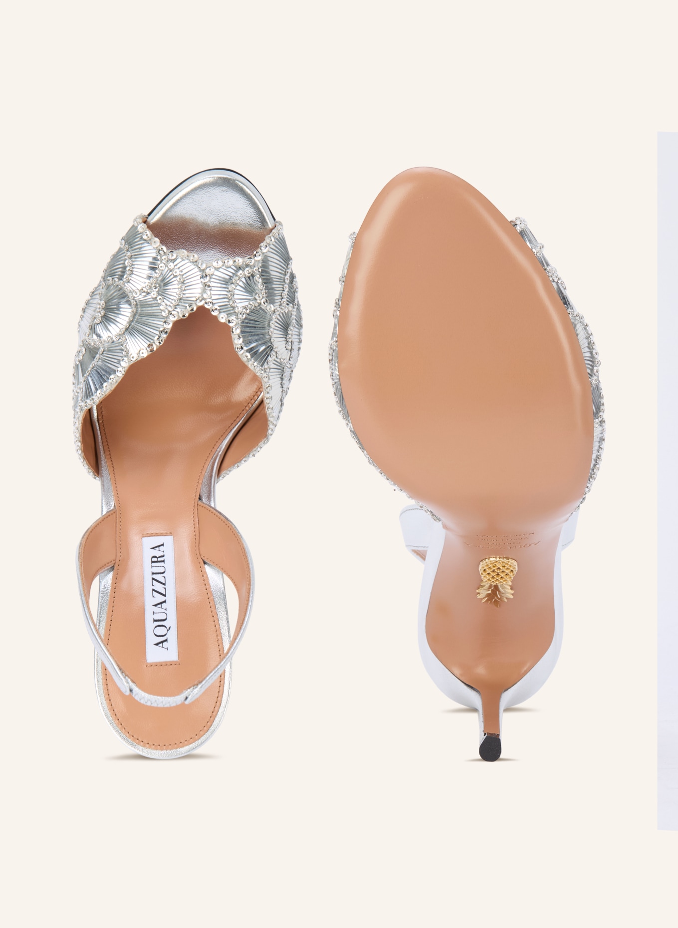 AQUAZZURA Peeptoes CE SOIR met pailletten: ZILVER