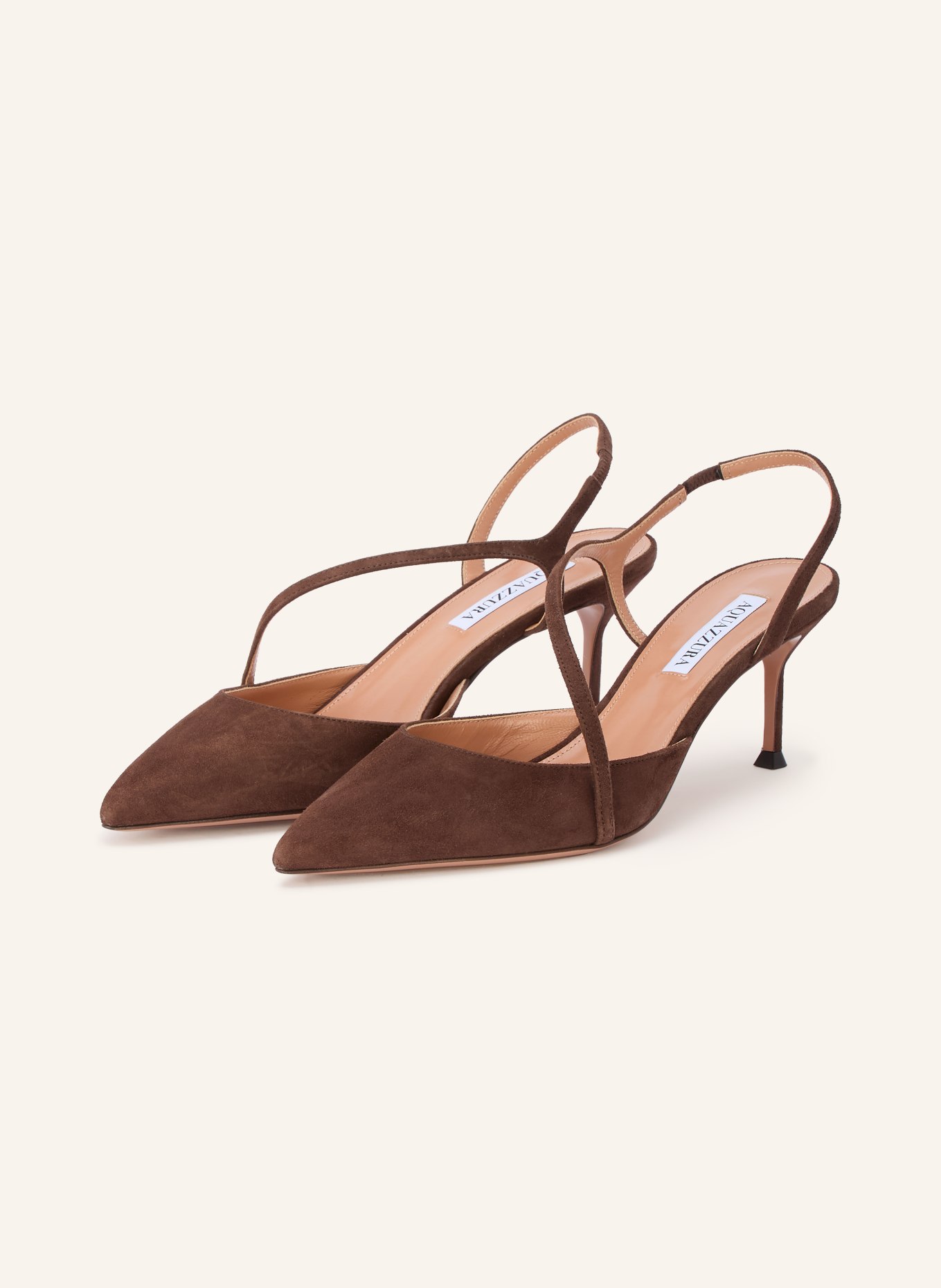 AQUAZZURA DYNASTY Slingback Pumps: DARK BROWN