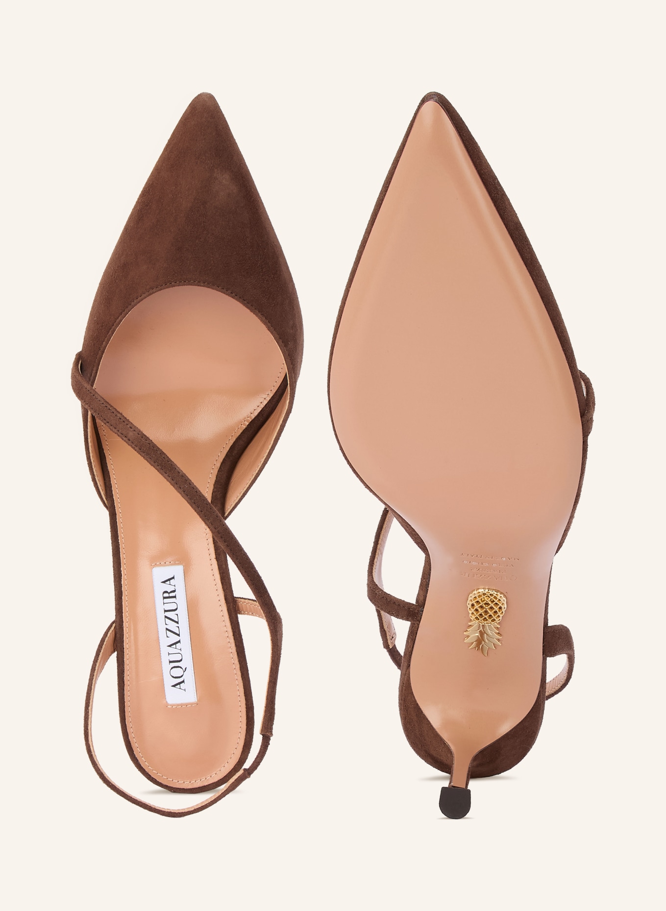 AQUAZZURA DYNASTY Slingback Pumps: DARK BROWN