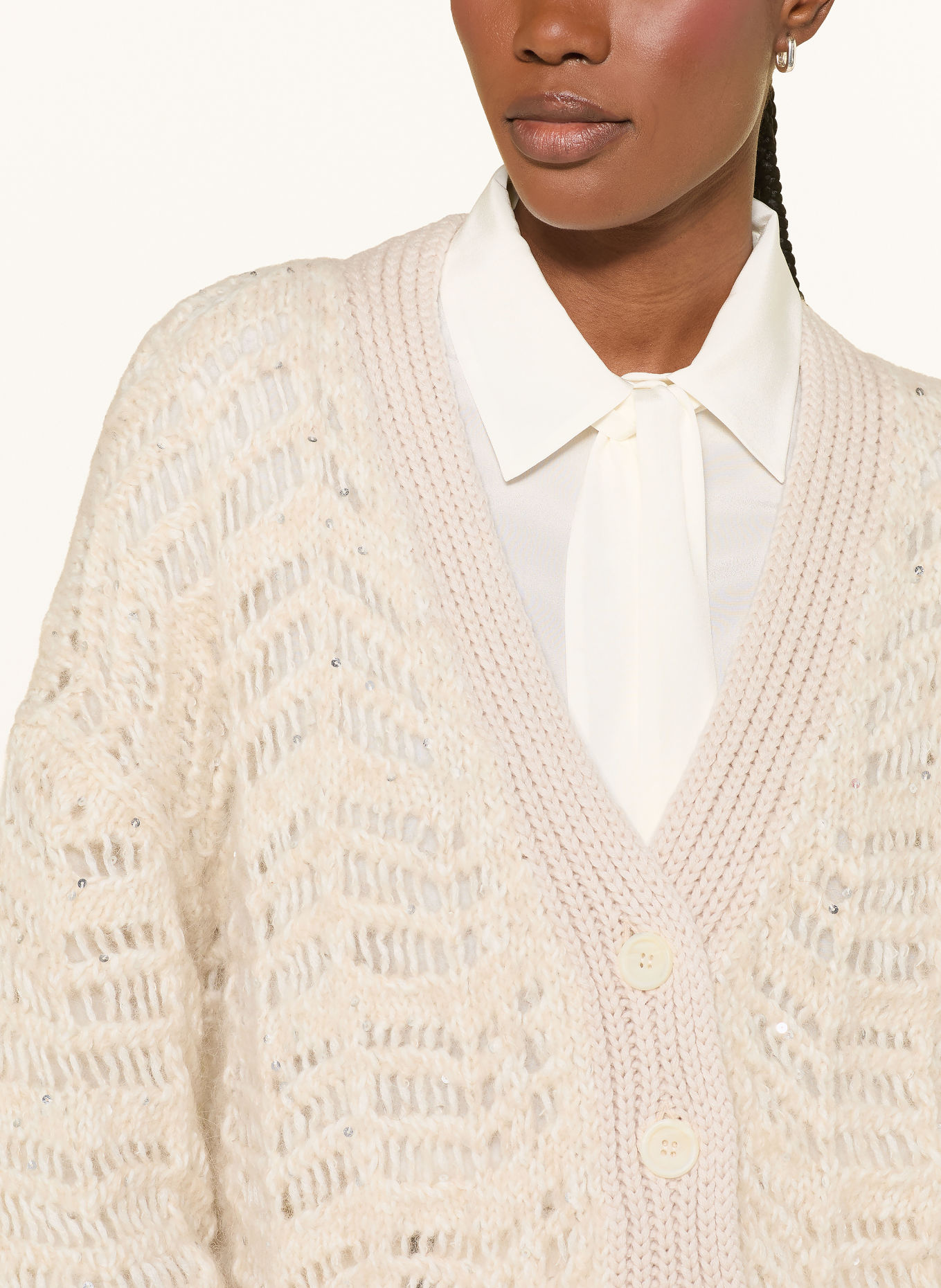 PESERICO Gilet à paillettes: CRÈME