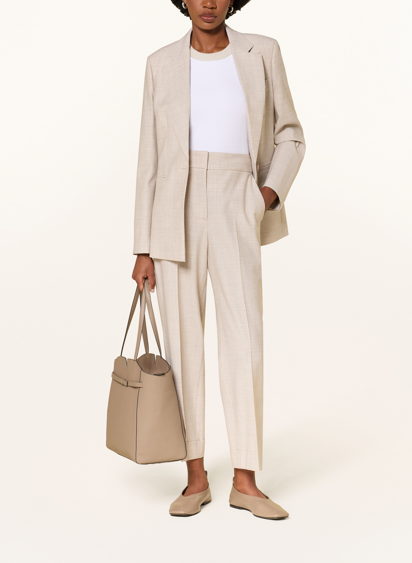 PESERICO Trousers with glitter thread: BEIGE