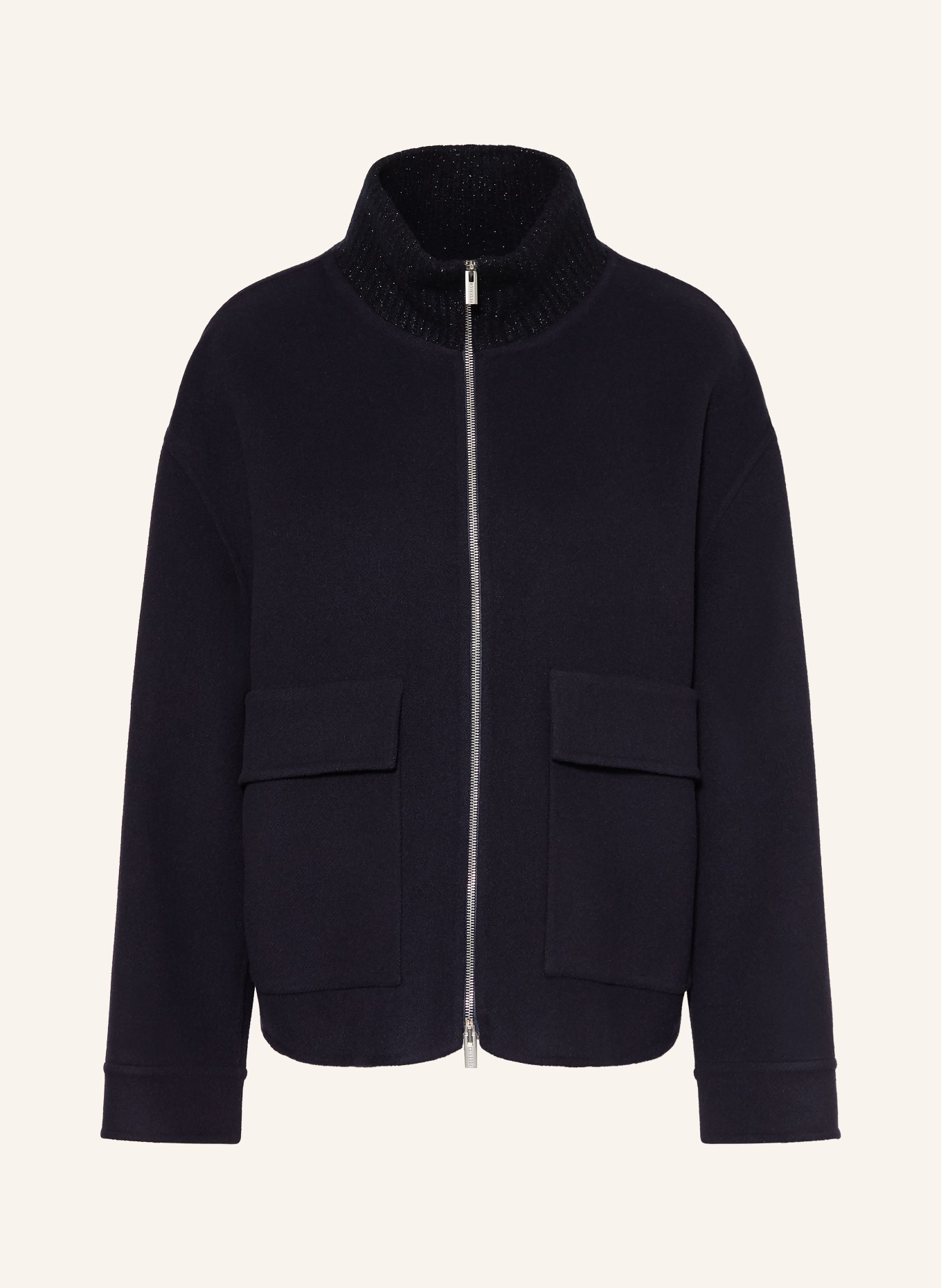 PESERICO Blazer van een mix van materialen met glittergaren: DONKERBLAUW