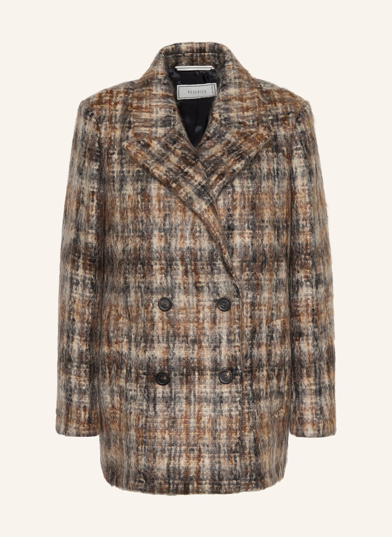 PESERICO Cabanjas met mohair: GRIJS / BRUIN / ZWART