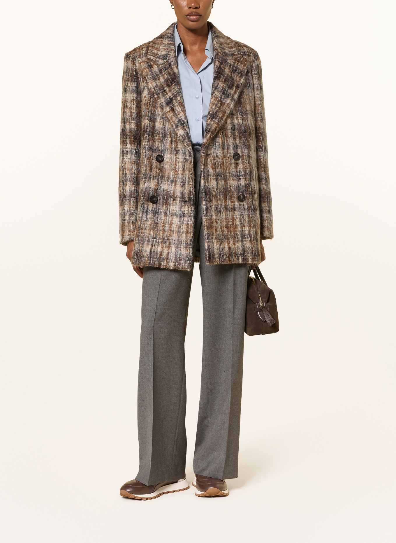 PESERICO Cabanjas met mohair: GRIJS / BRUIN / ZWART