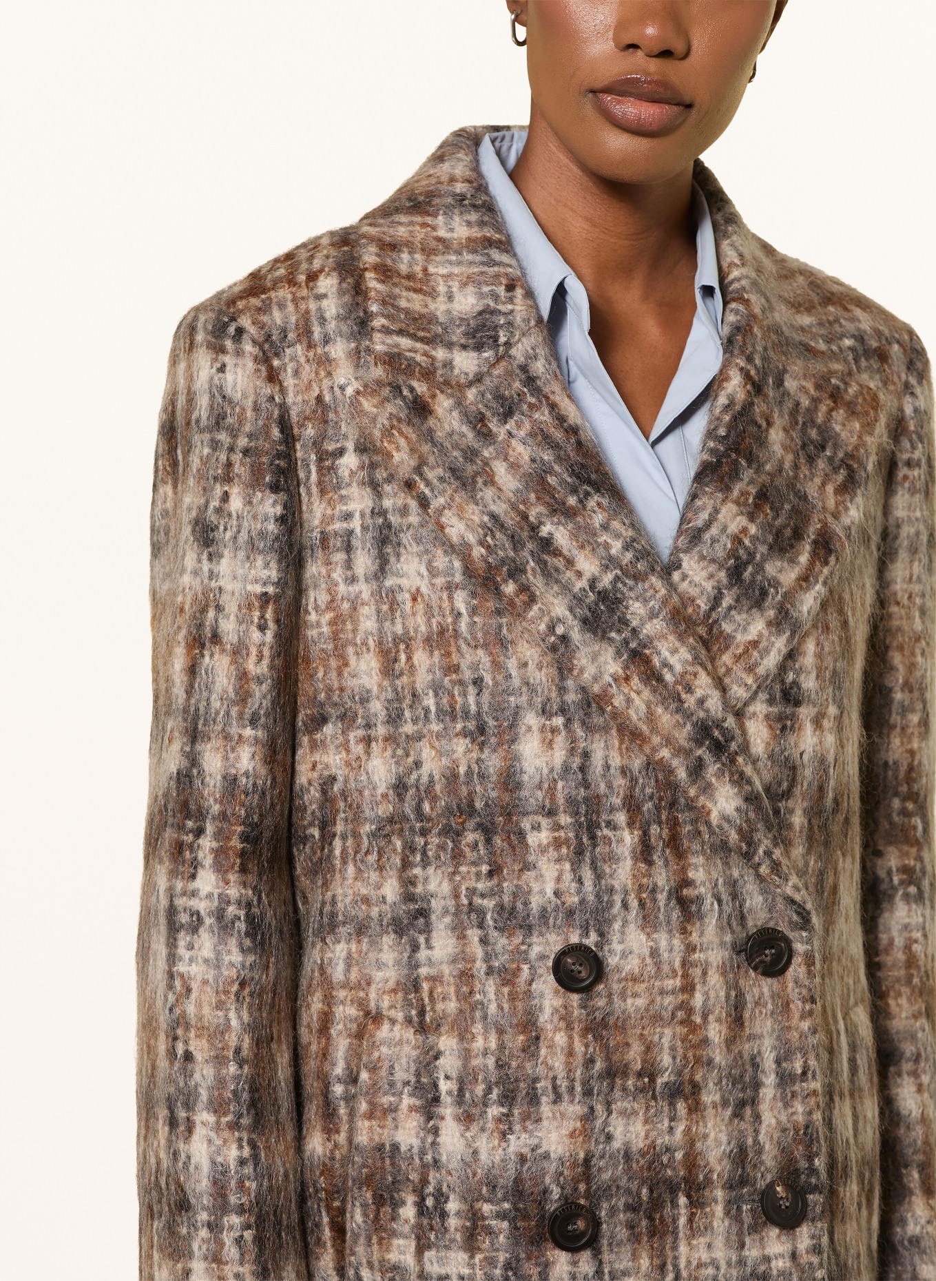 PESERICO Cabanjas met mohair: GRIJS / BRUIN / ZWART