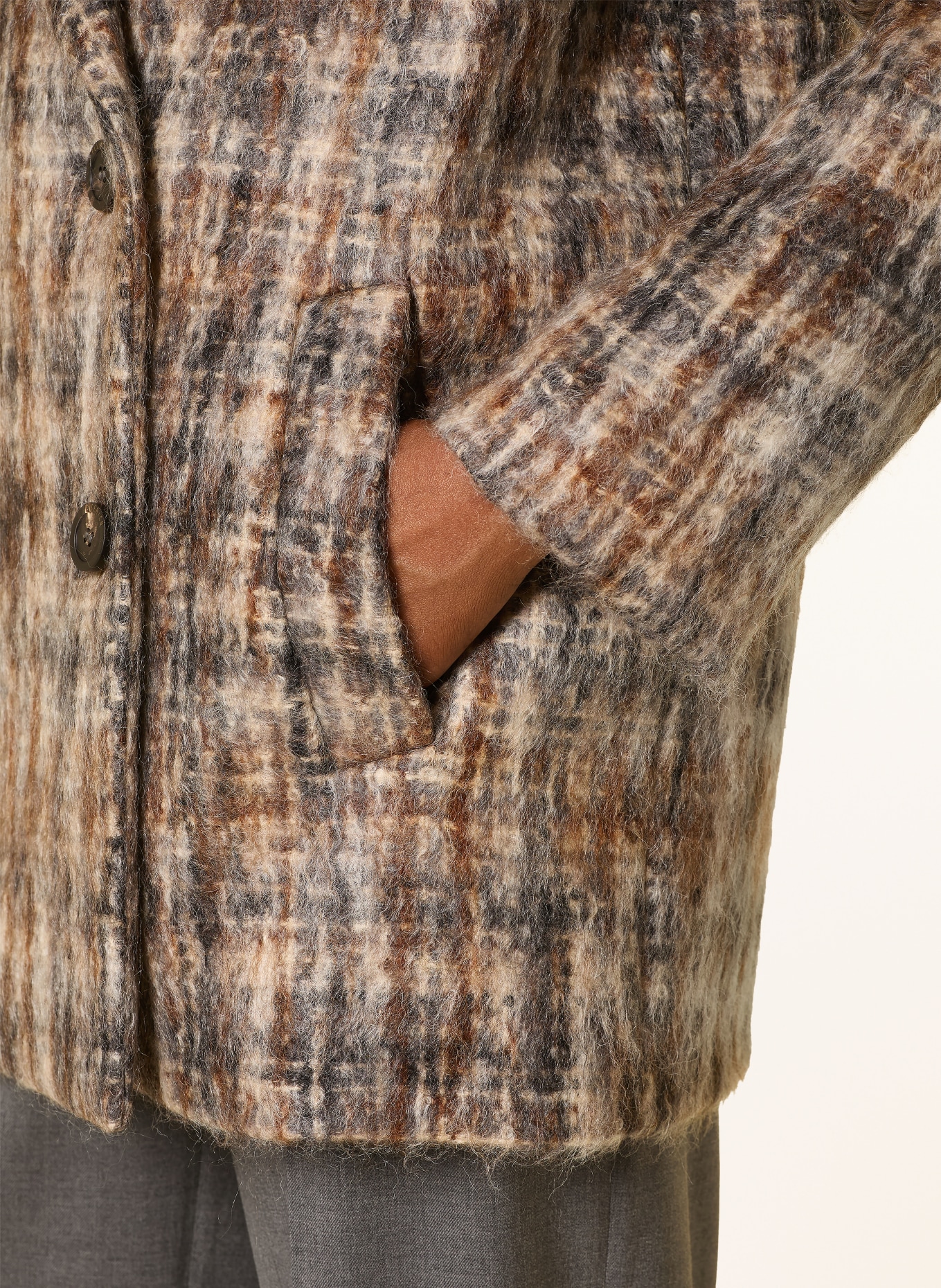 PESERICO Cabanjas met mohair: GRIJS / BRUIN / ZWART