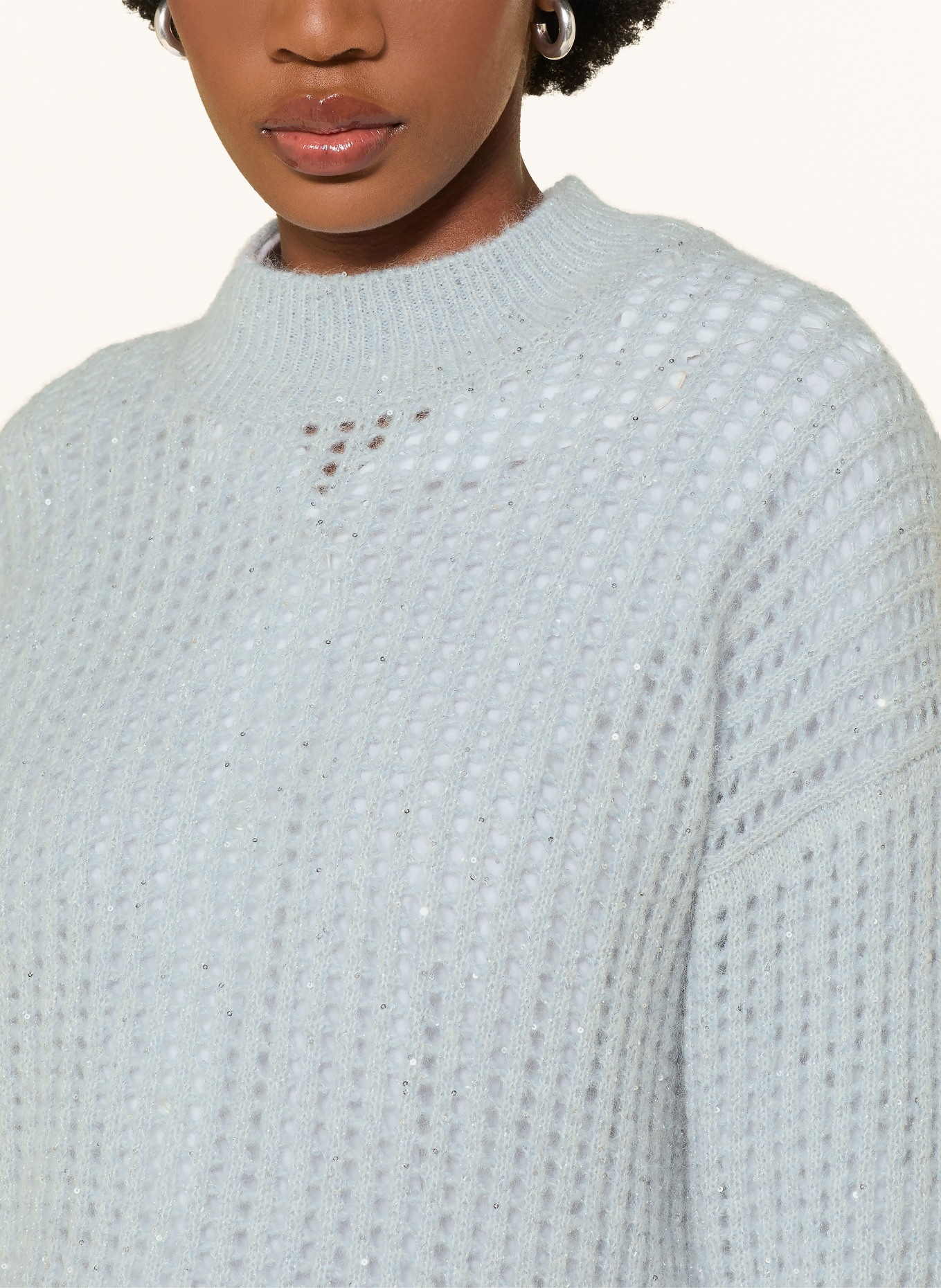 PESERICO Pullover mit Pailletten und 3/4-Arm: BLAUGRAU