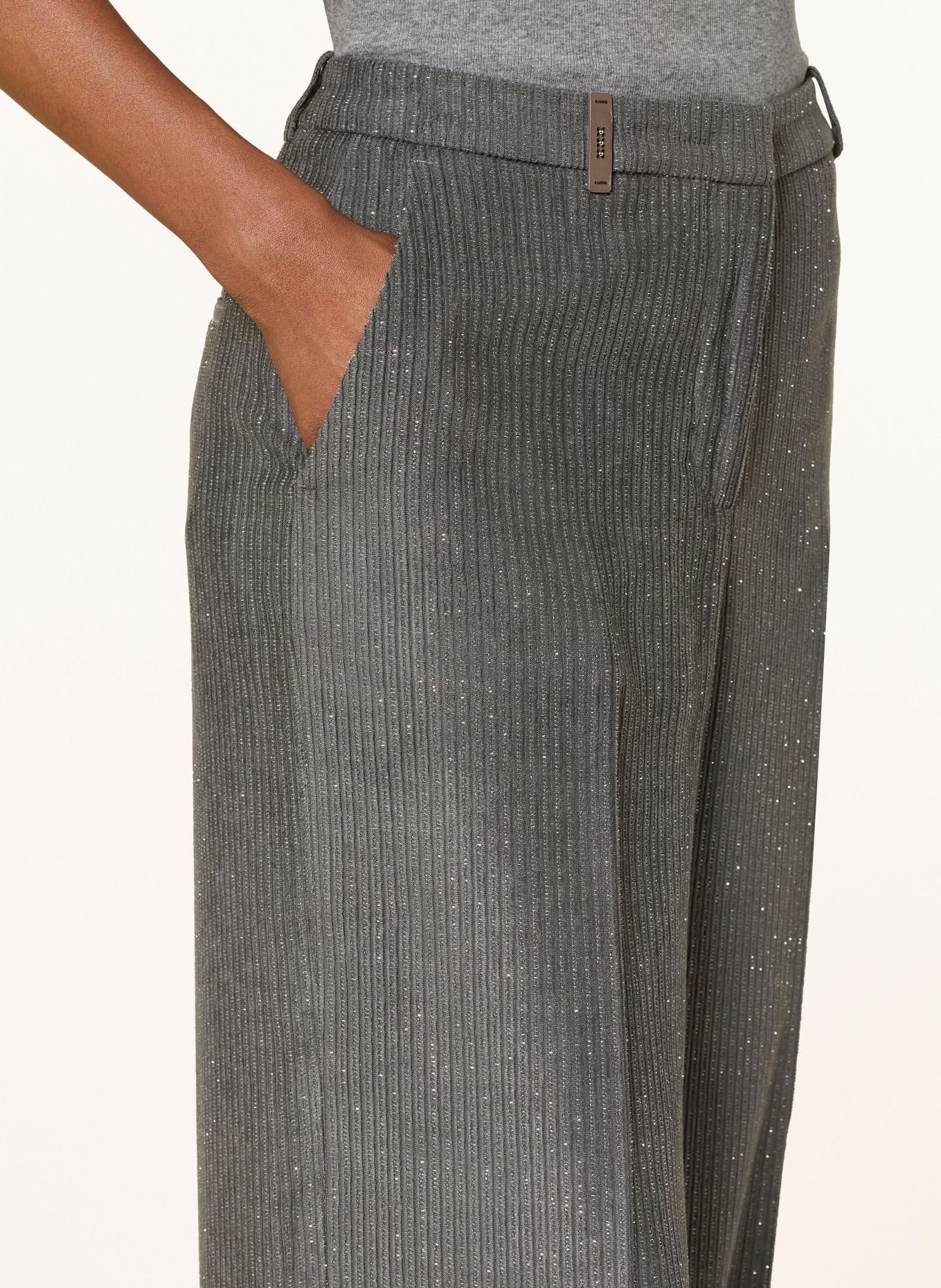 PESERICO Marlenehose mit Glitzergarn: DUNKELGRAU