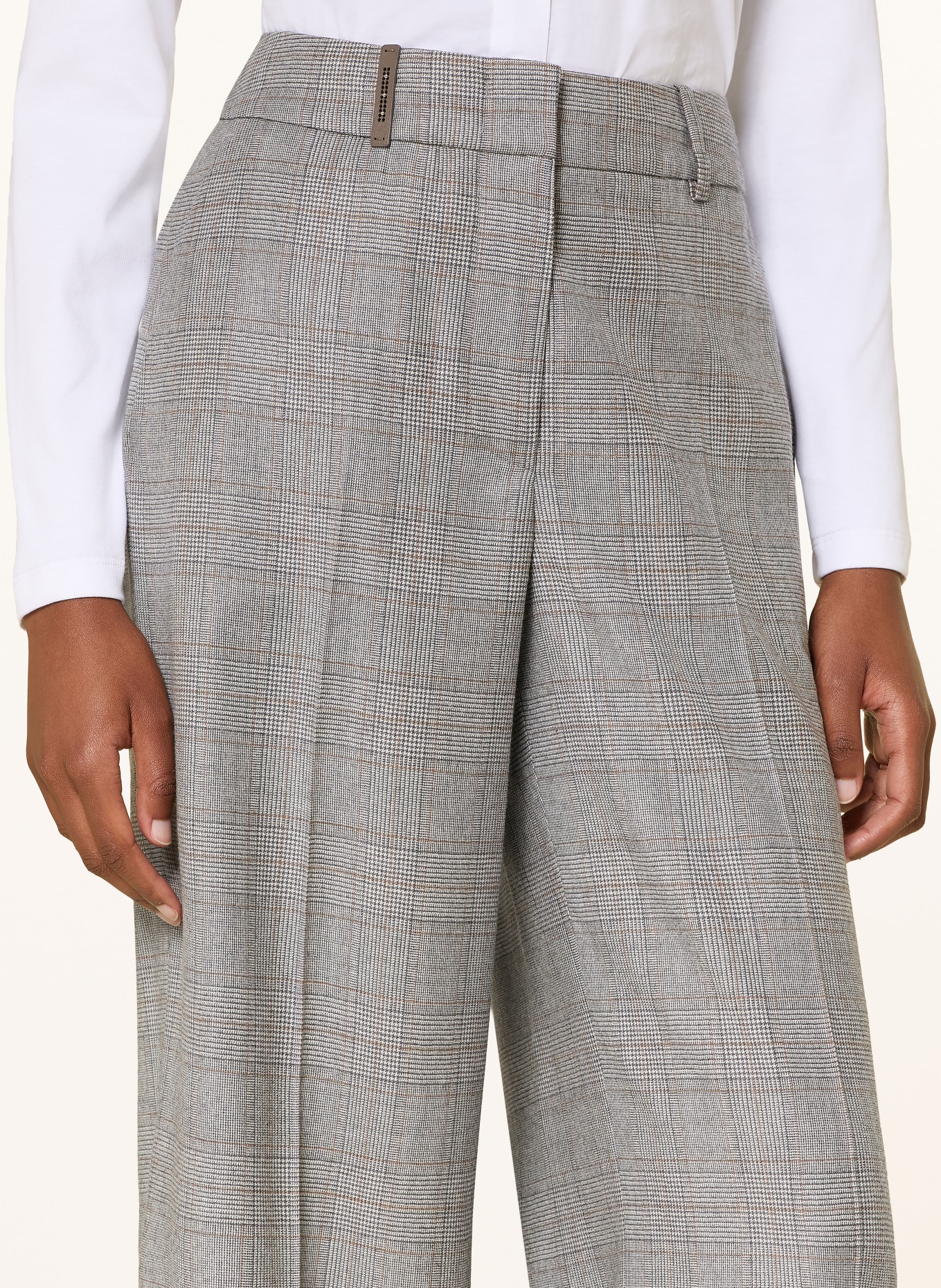 PESERICO Wide-leg trousers: GRAY / BROWN