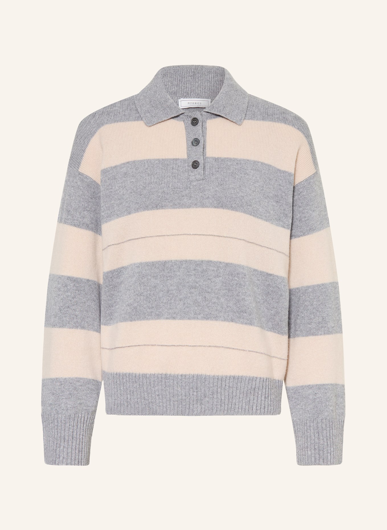 PESERICO Sweater with cashmere and glitter yarn: GRAY / BEIGE