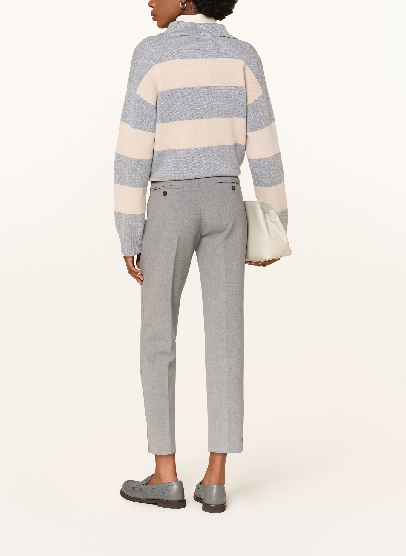 PESERICO Sweater with cashmere and glitter yarn: GRAY / BEIGE