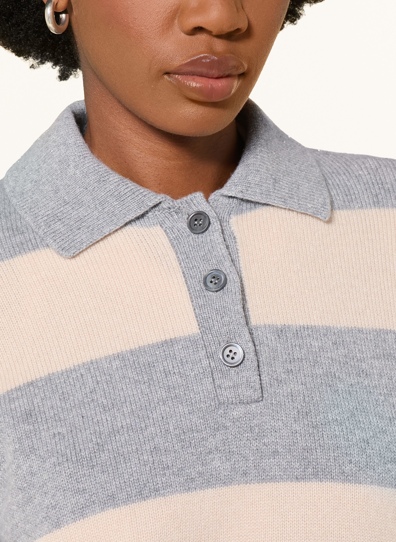 PESERICO Sweater with cashmere and glitter yarn: GRAY / BEIGE