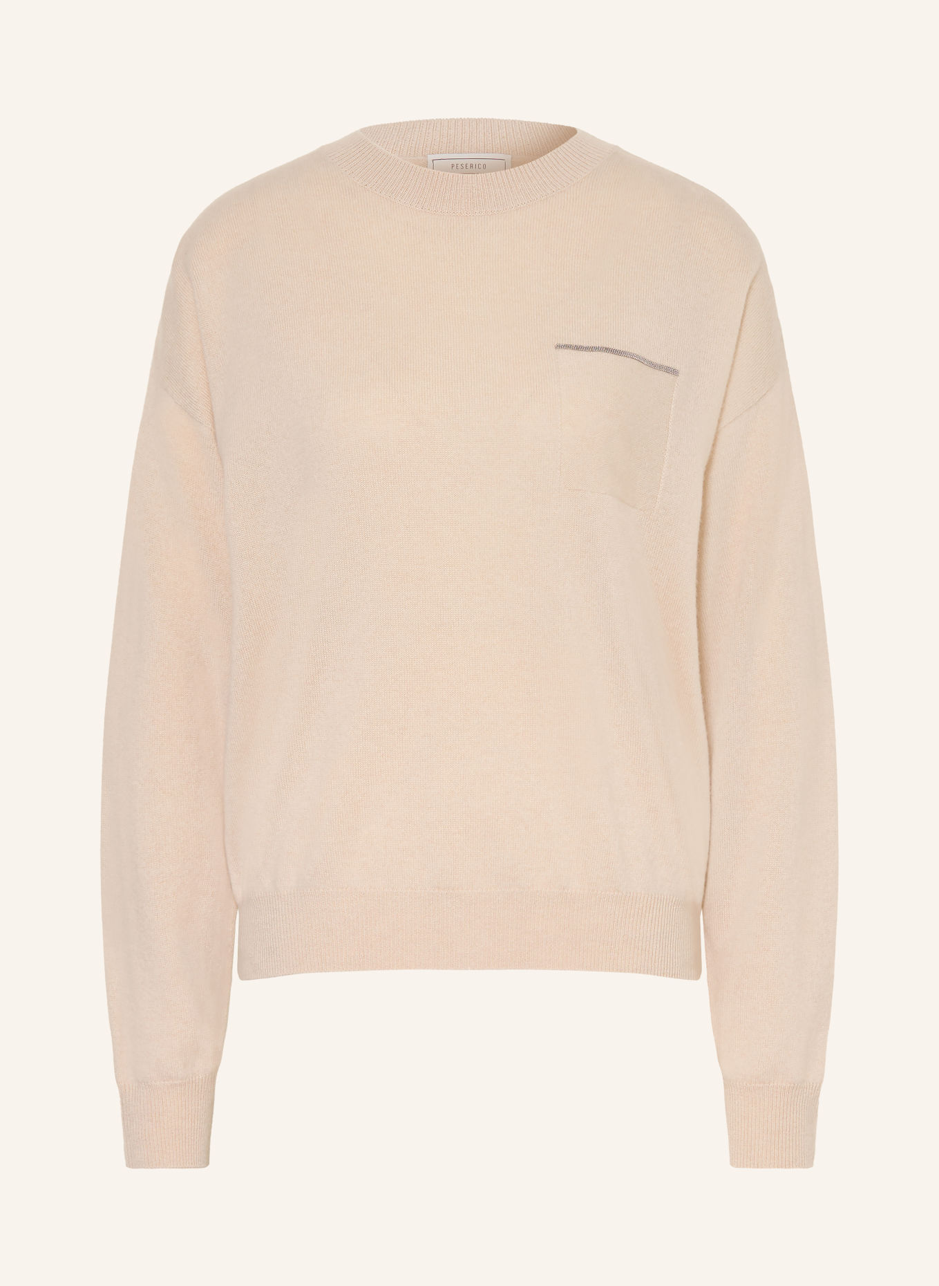 PESERICO Kasjmiertrui met sierstenen: BEIGE