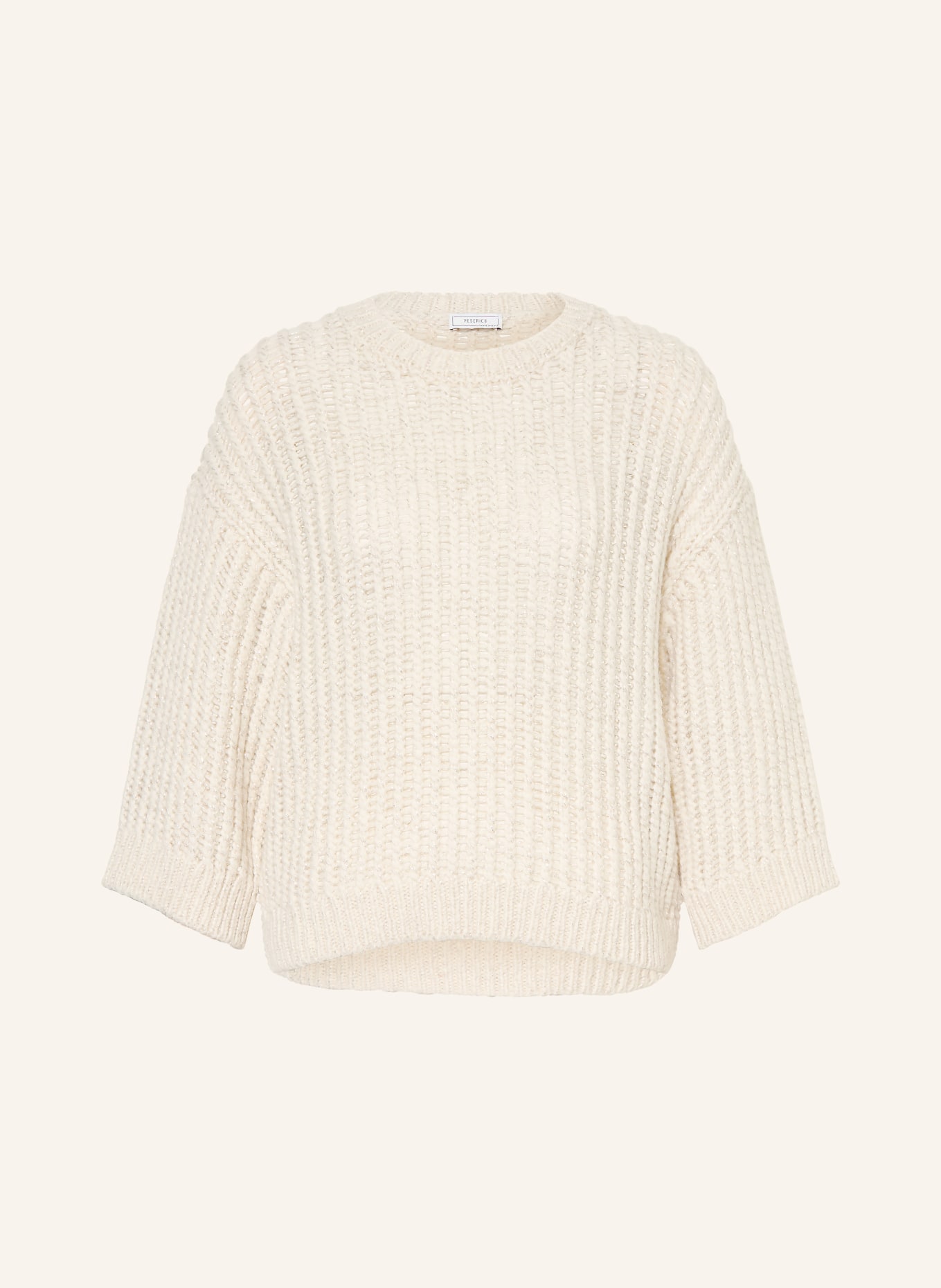 PESERICO Sweter z rękawami 3/4 i błyszczącą przędzą: ECRU