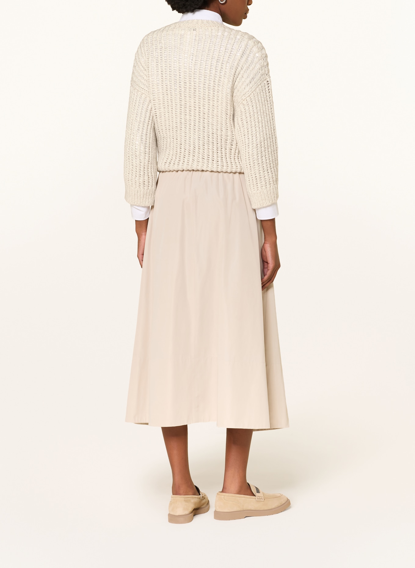 PESERICO Sweter z rękawami 3/4 i błyszczącą przędzą: ECRU