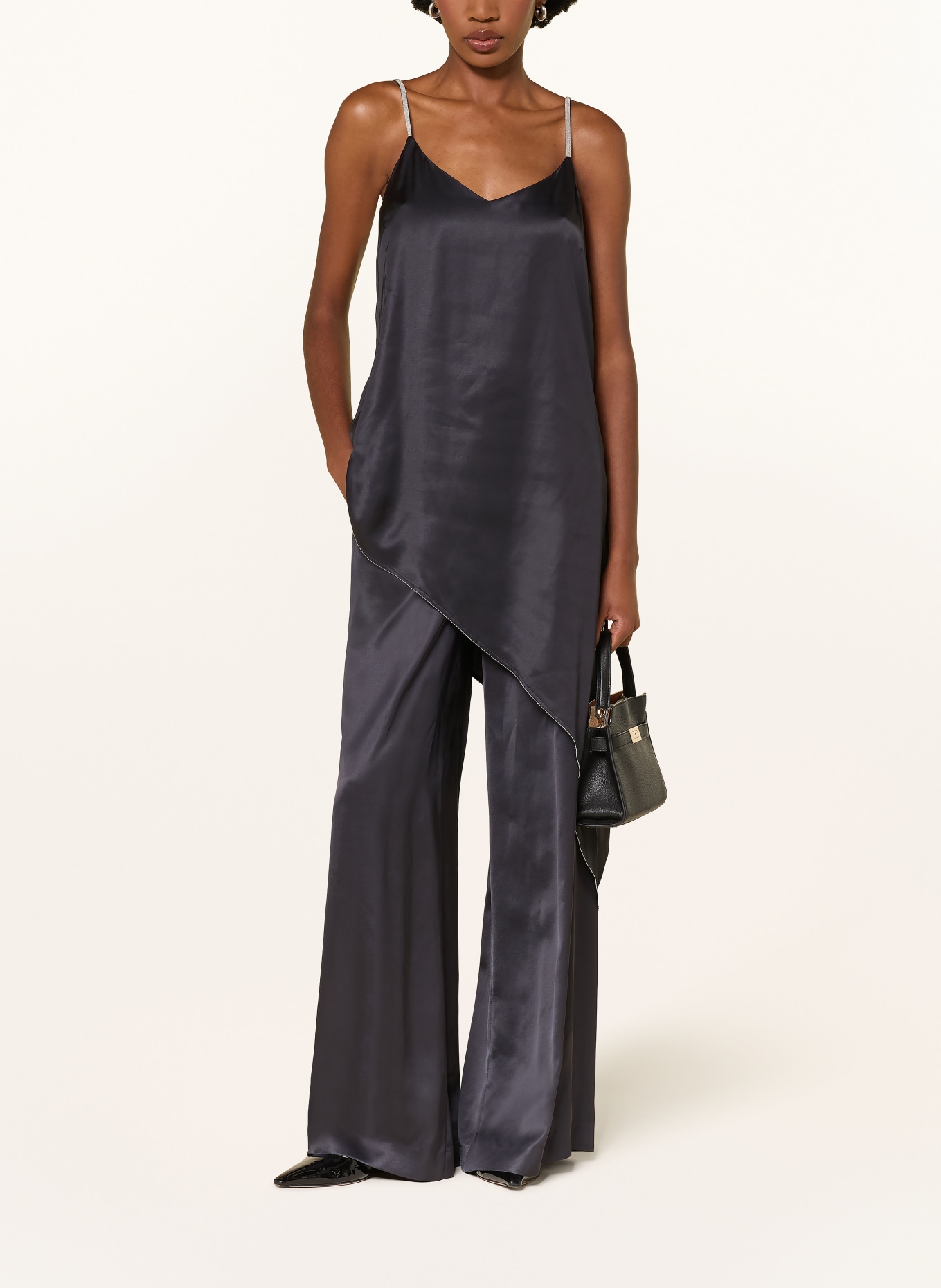 PESERICO Satin Malene Pants: BLACK