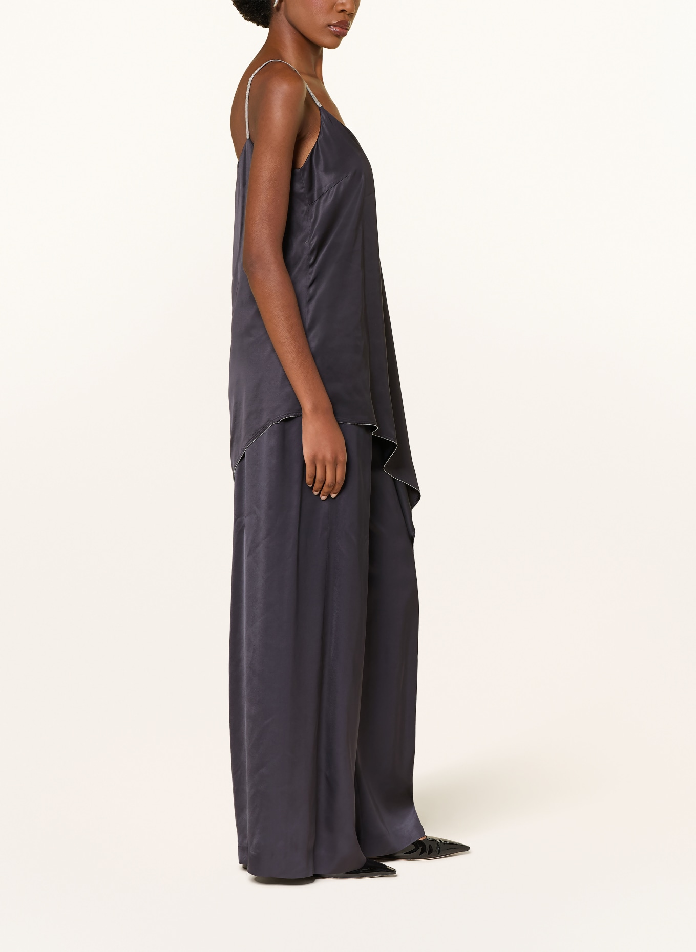 PESERICO Satin Malene Pants: BLACK