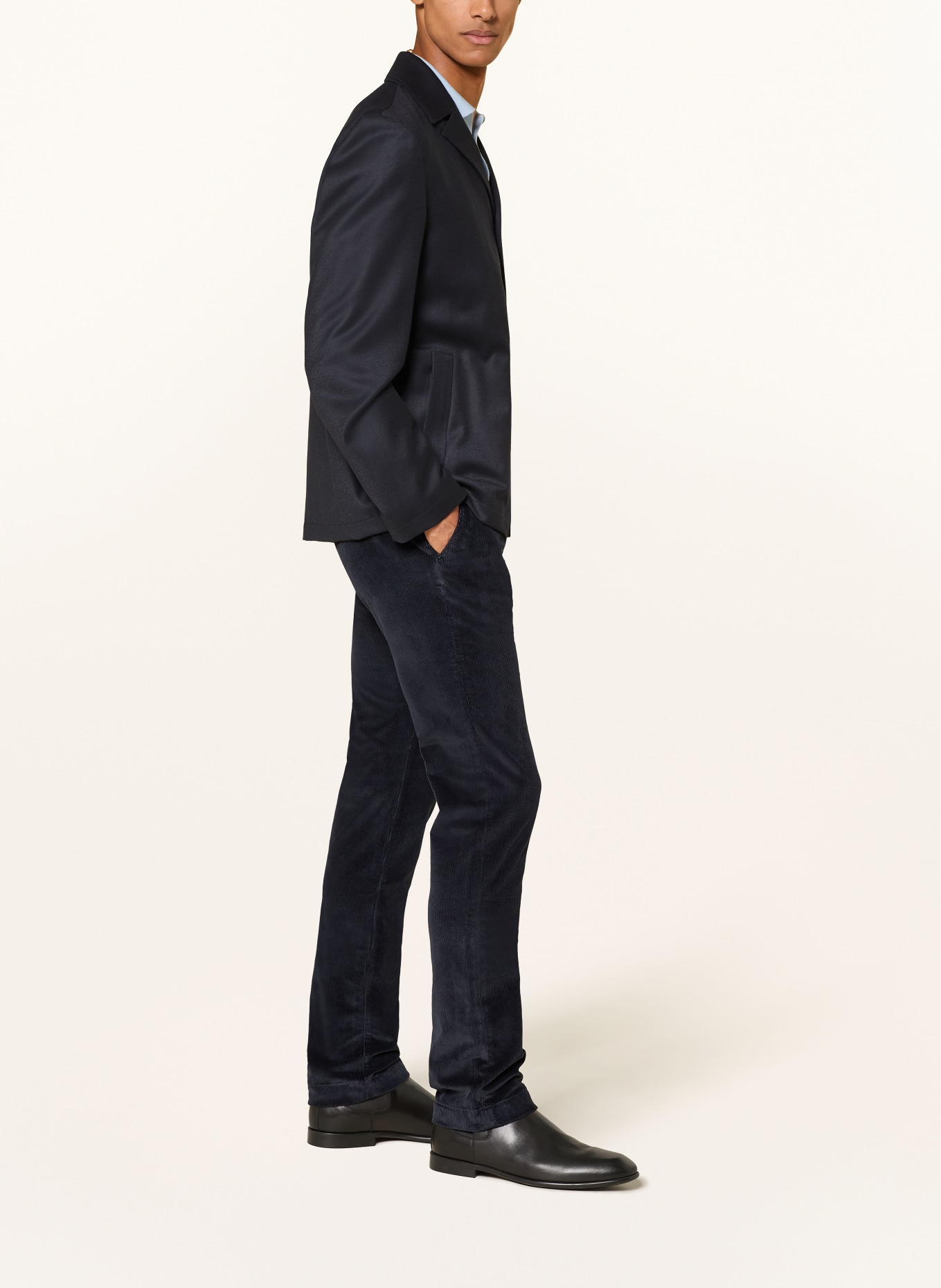 JACOB COHEN Pantaloni din velur BOBBY, croială slim fit: ALBASTRU ÎNCHIS