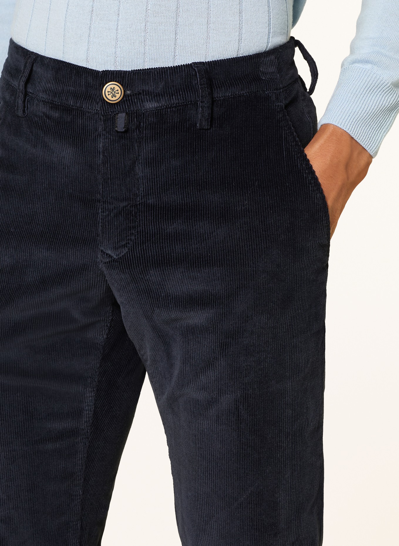 JACOB COHEN Pantaloni din velur BOBBY, croială slim fit: ALBASTRU ÎNCHIS