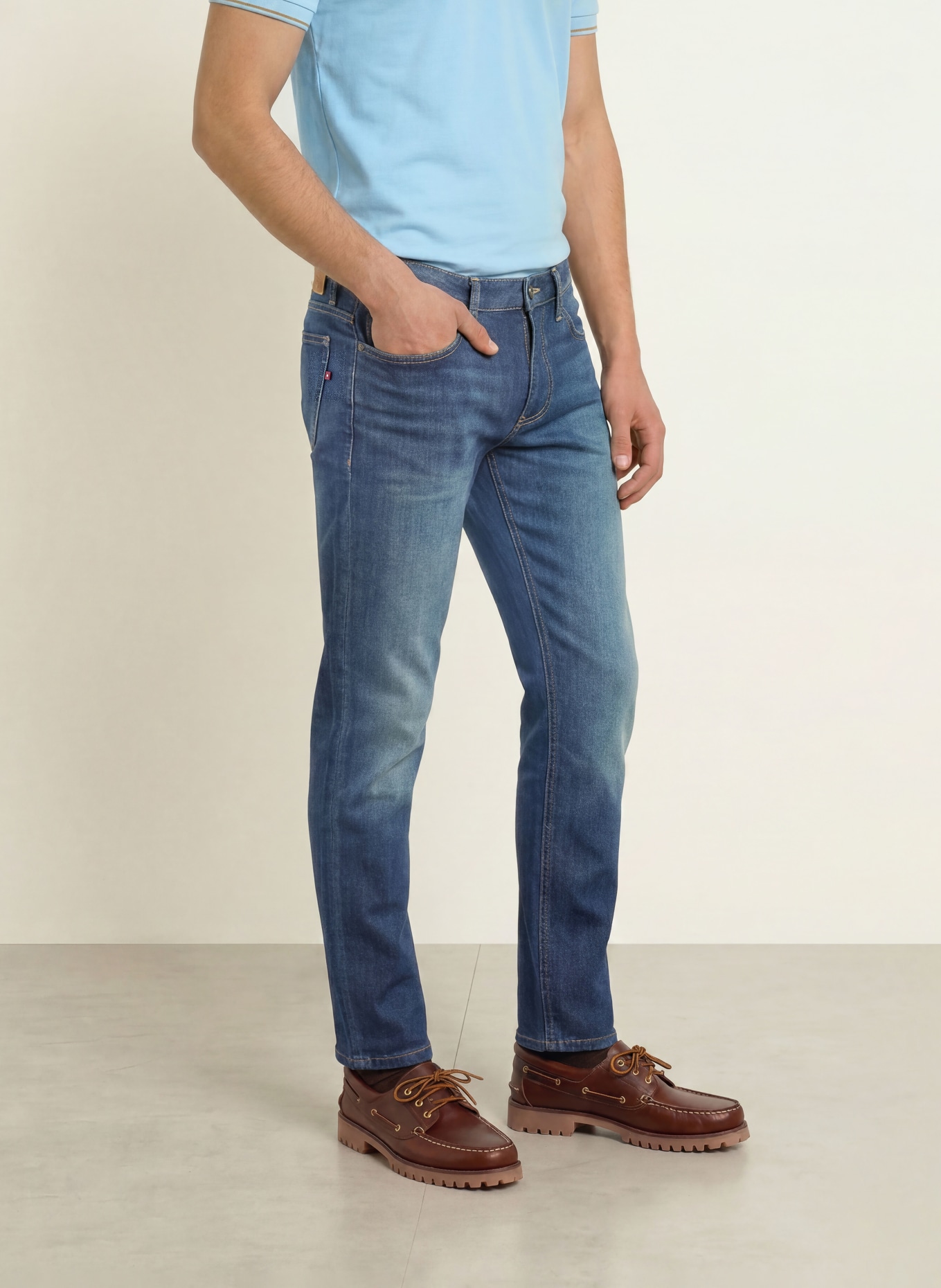 MOS MOSH Gallery Džíny MMGANDREW PARMA Slim Fit: 493 Mid Blue