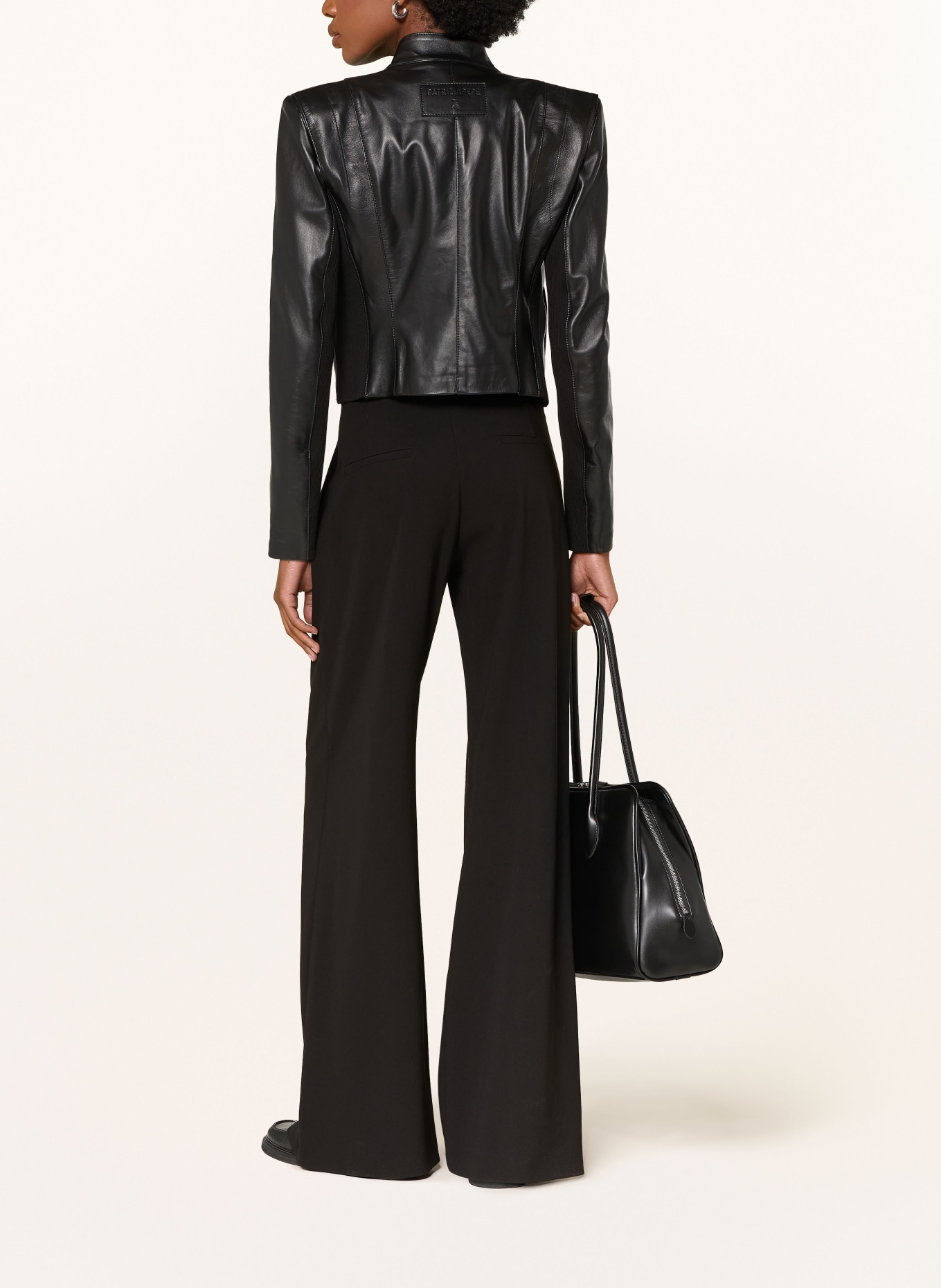PATRIZIA PEPE Leather jacket in a mix of materials: BLACK