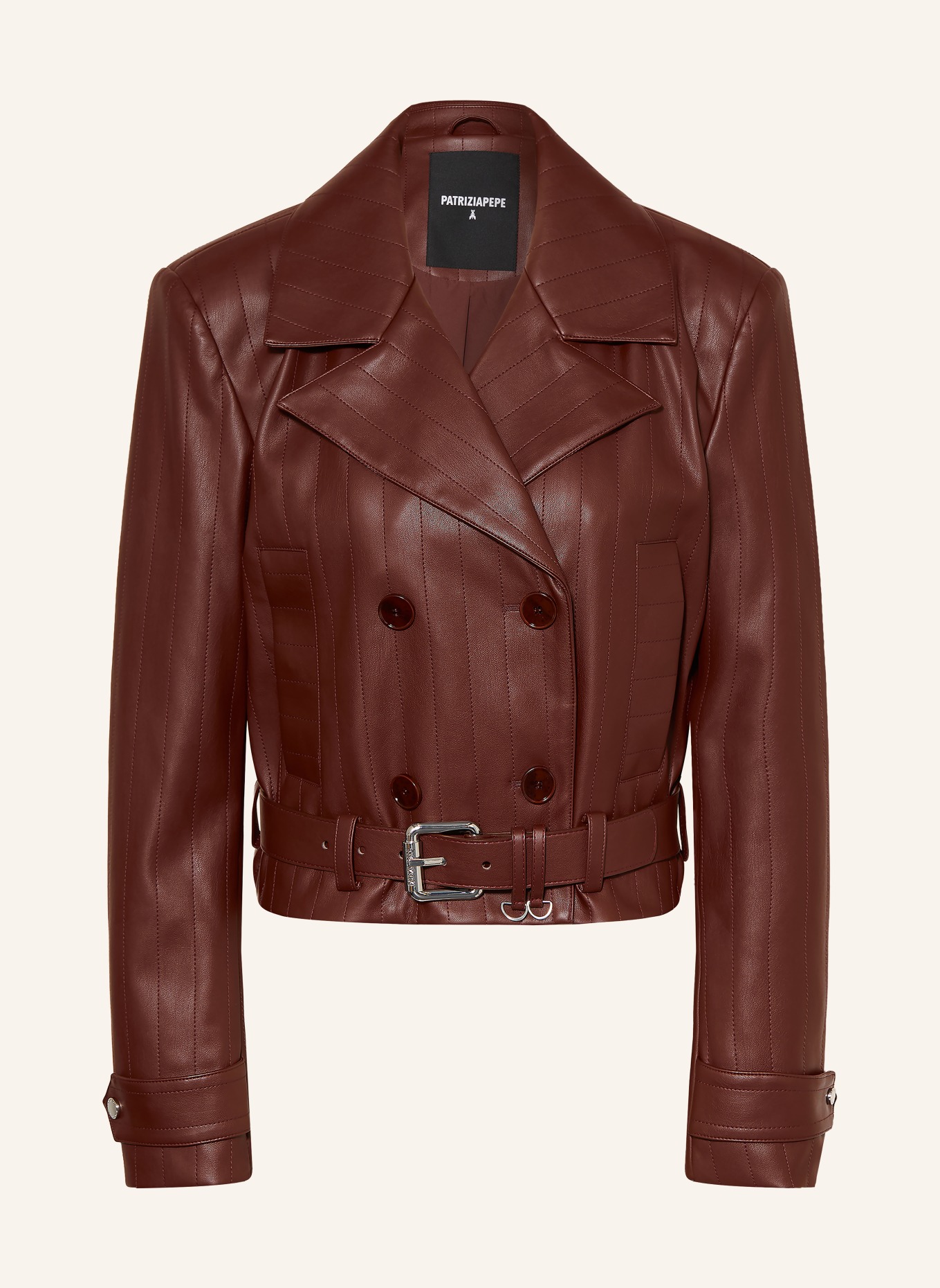 PATRIZIA PEPE Leather-look jacket: BROWN