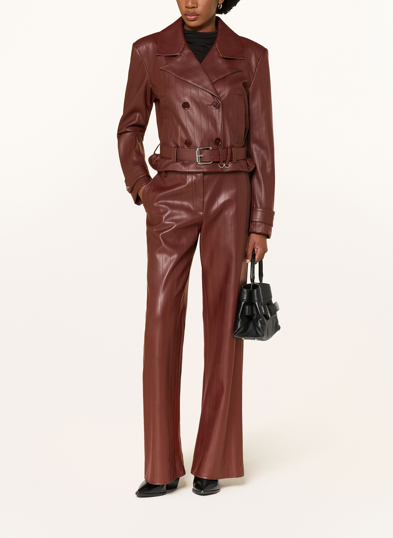 PATRIZIA PEPE Leather-look jacket: BROWN