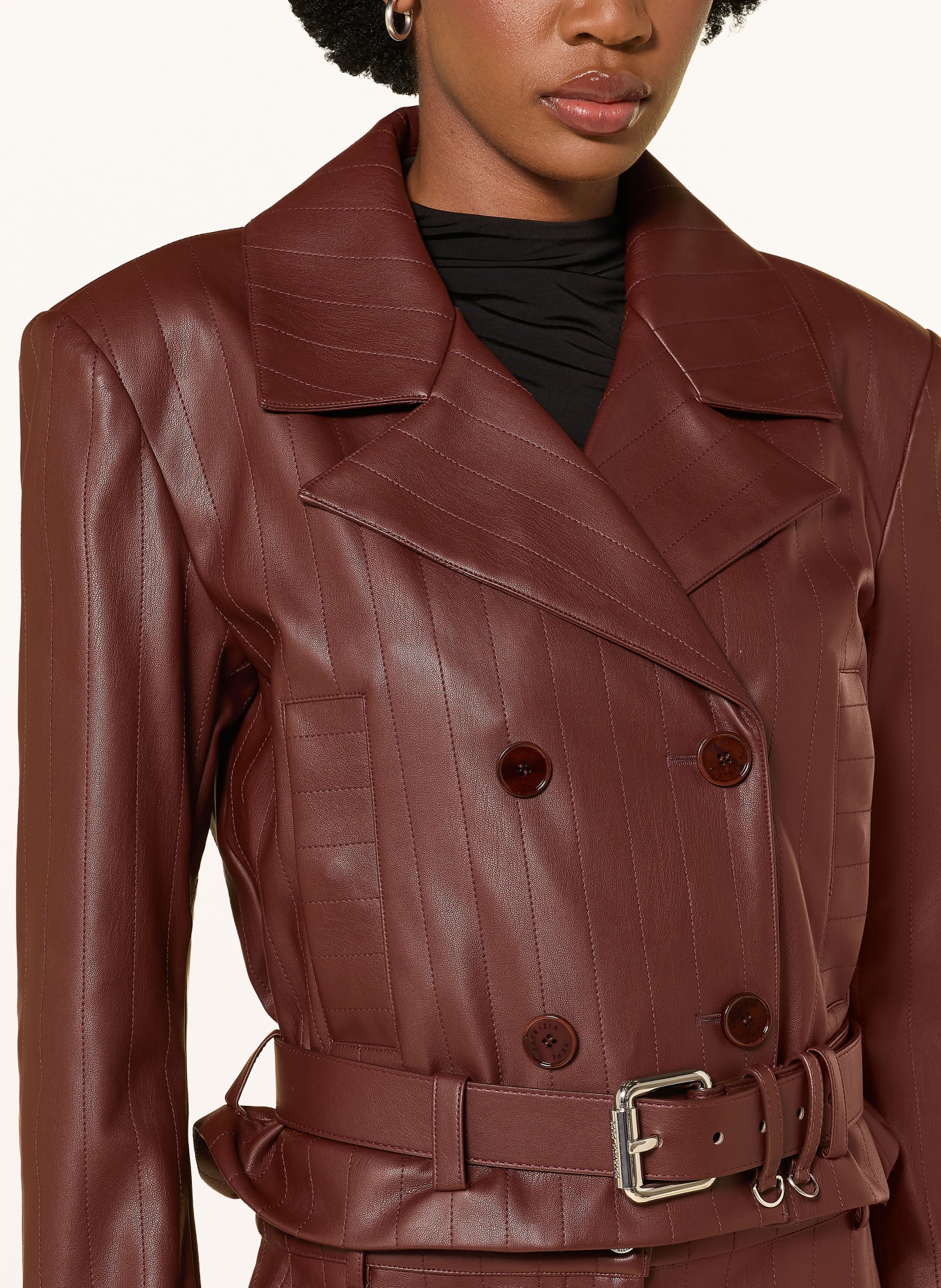 PATRIZIA PEPE Leather-look jacket: BROWN