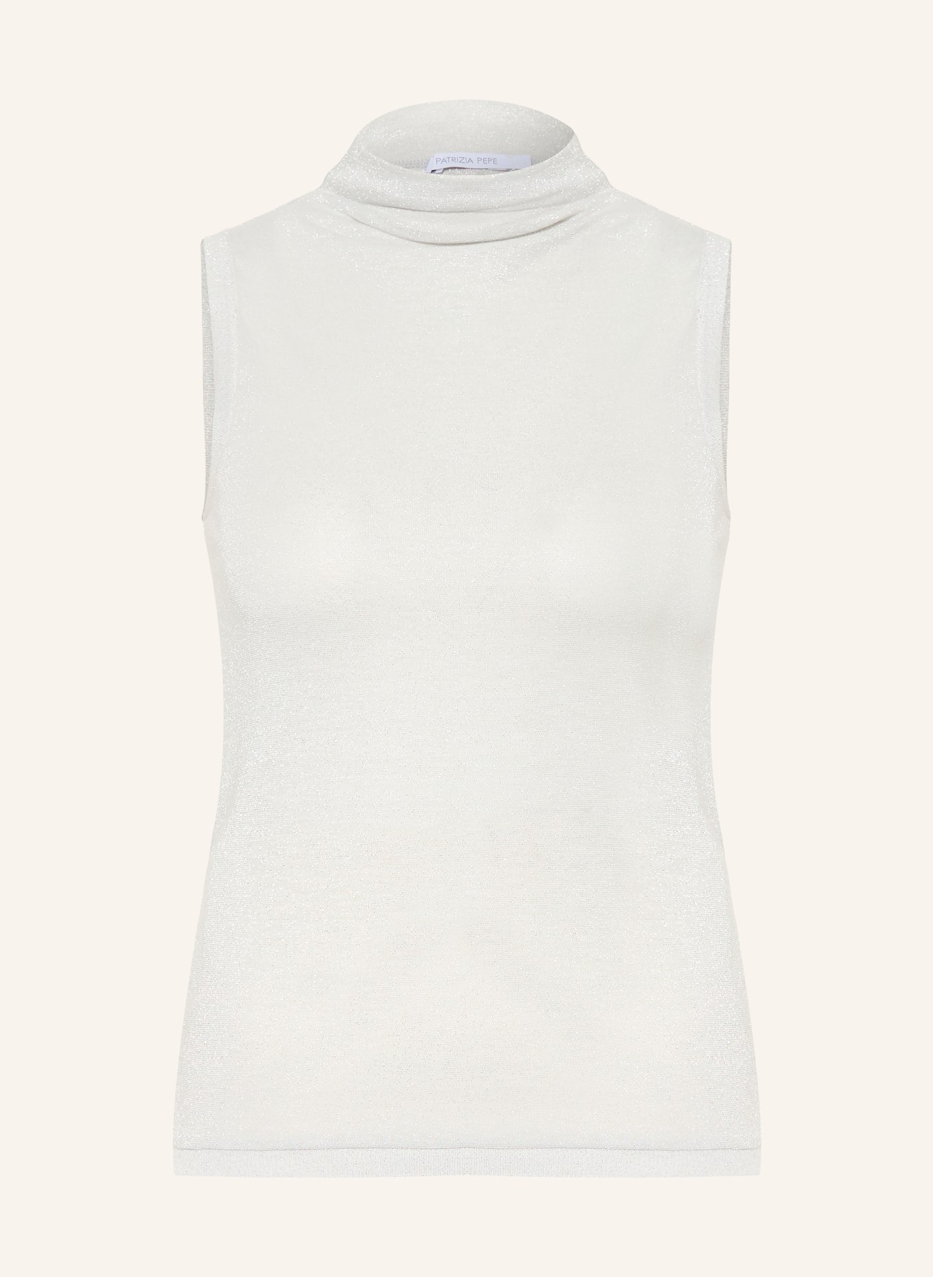 PATRIZIA PEPE Knit top with glitter yarn: LIGHT GRAY / SILVER