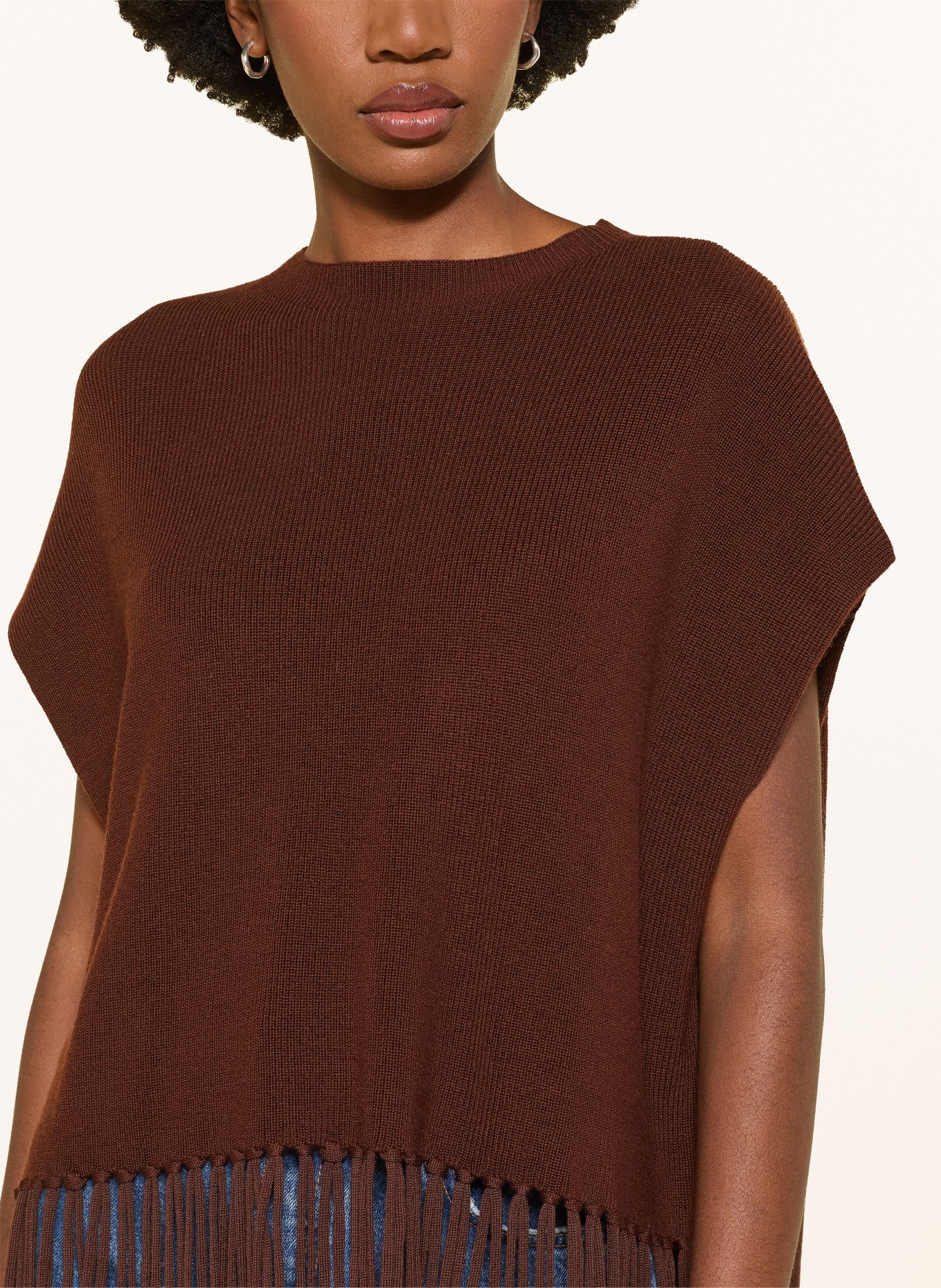 PATRIZIA PEPE Poncho: MARRON FONCÉ