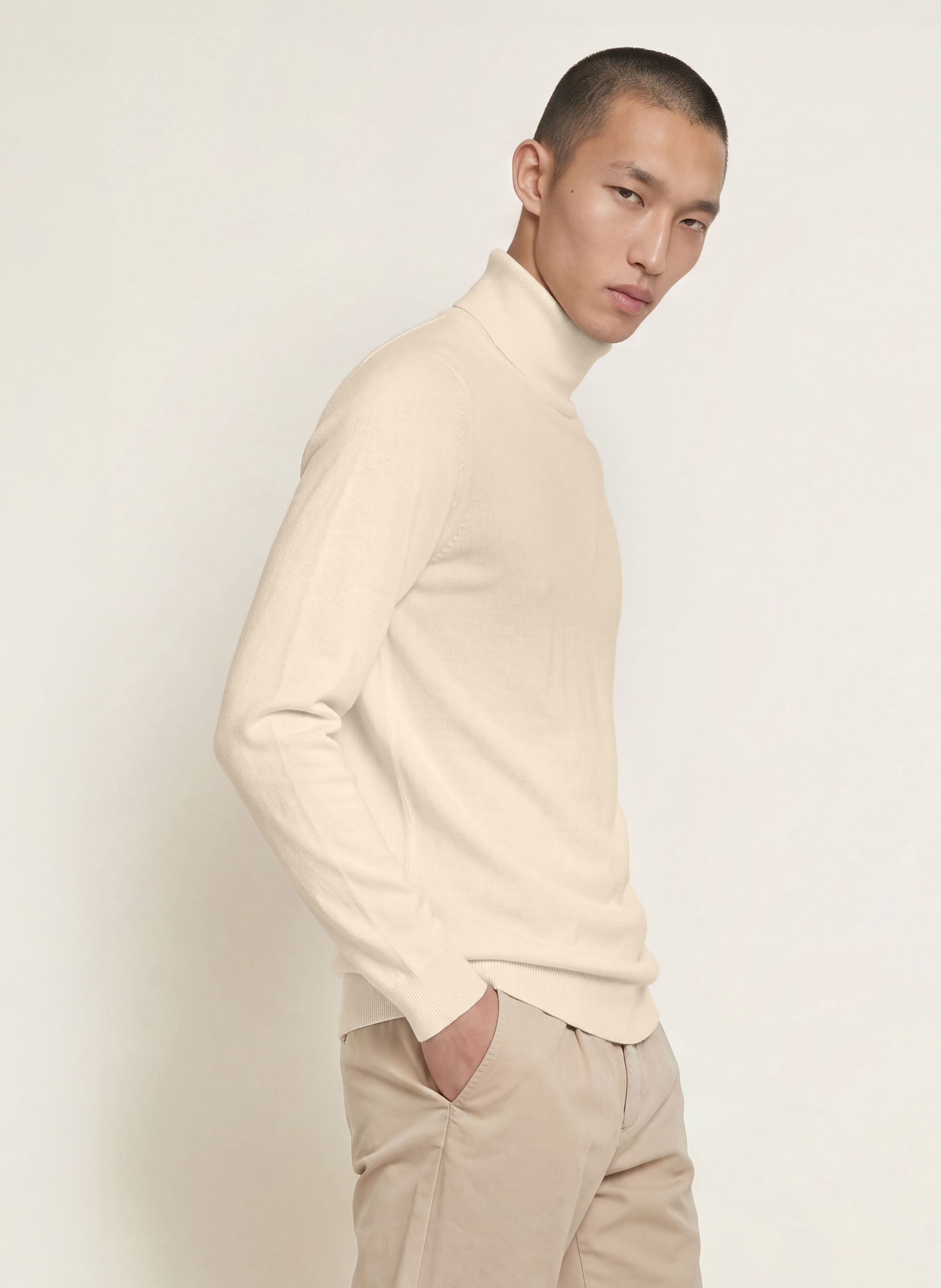 PAUL Rollkragenpullover aus Merinowolle: CREME