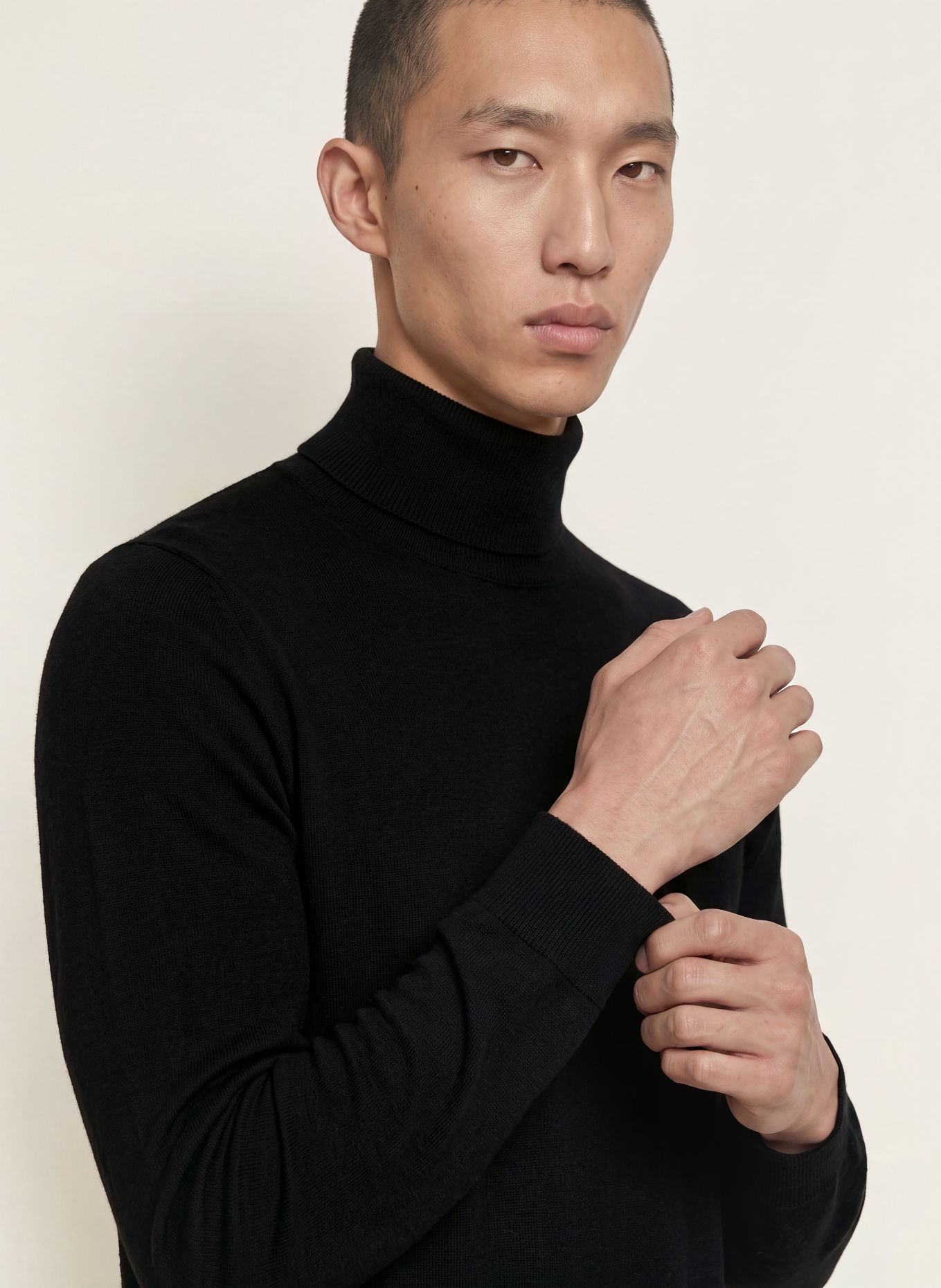 PAUL Rollkragenpullover aus Merinowolle: SCHWARZ