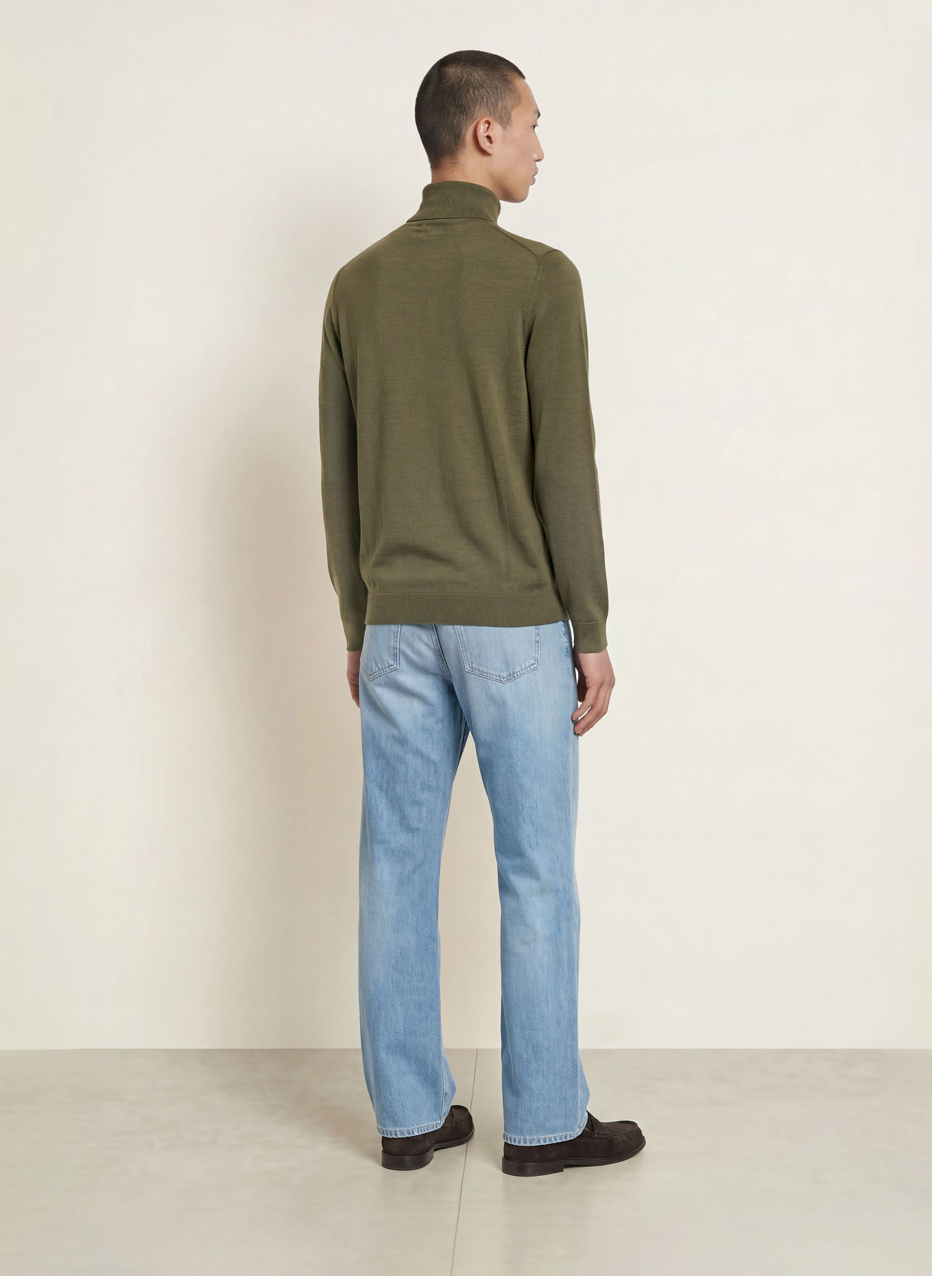 PAUL Rollkragenpullover aus Merinowolle: OLIV