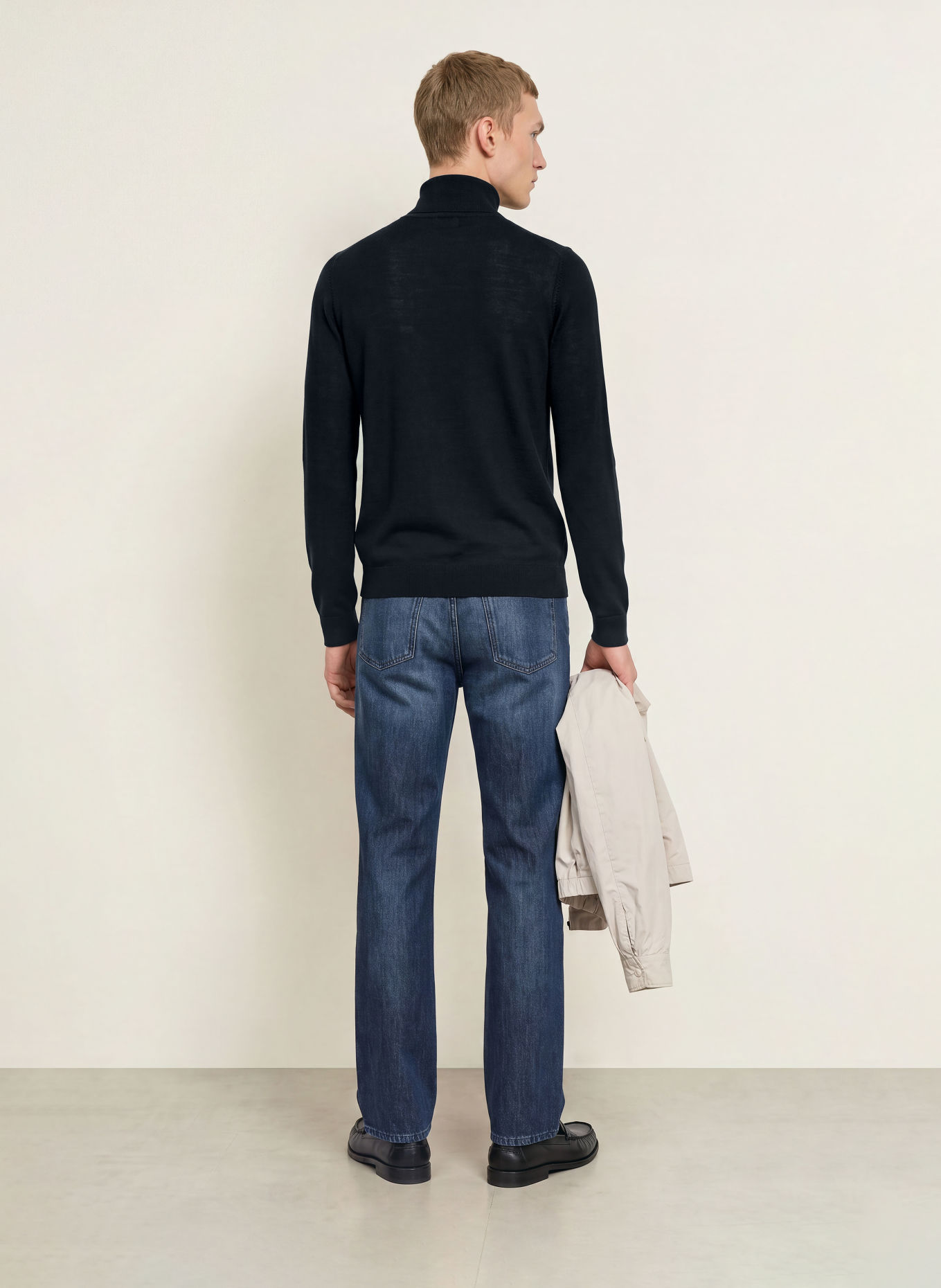 PAUL Rollkragenpullover aus Merinowolle: DUNKELBLAU