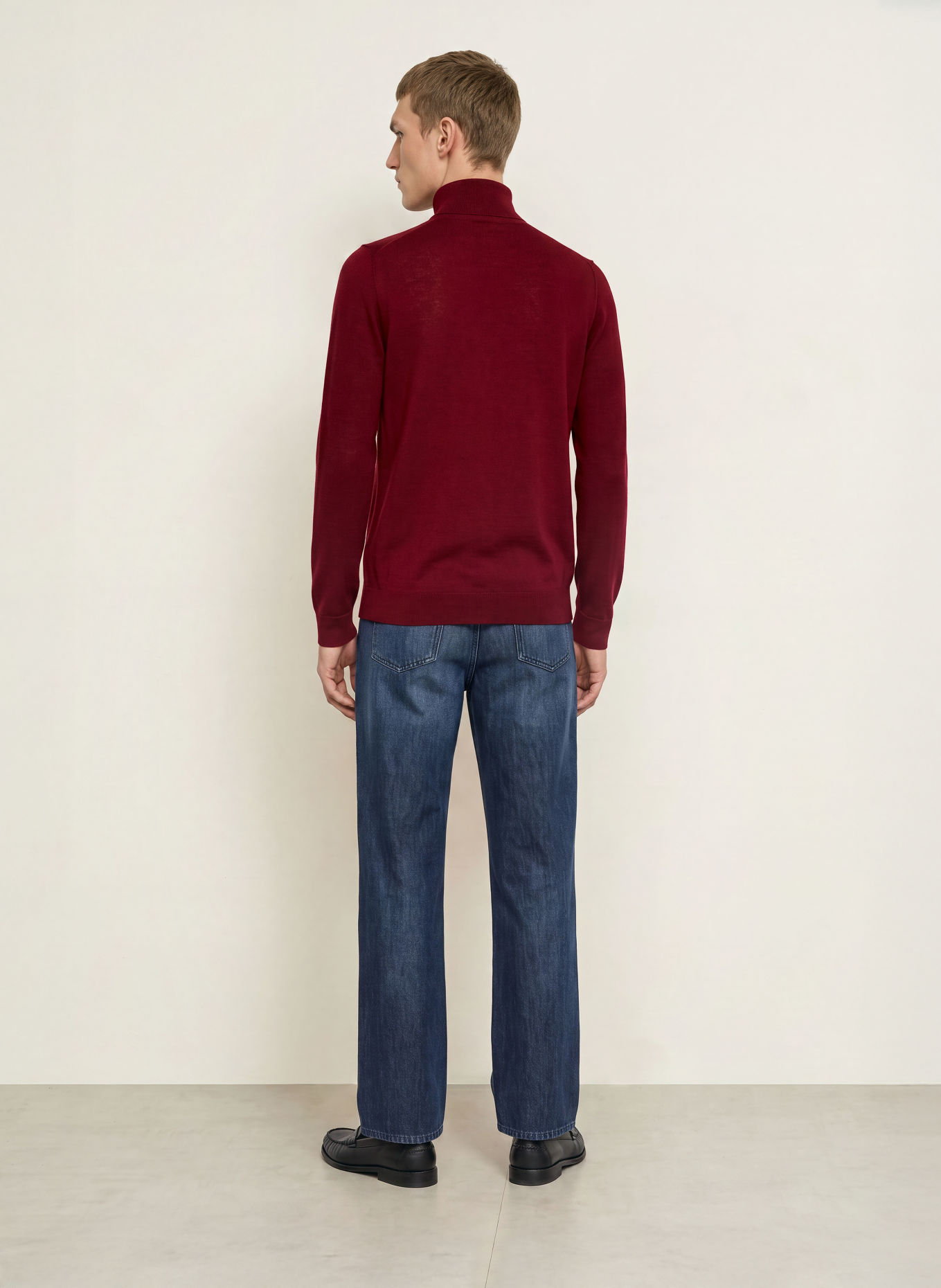 PAUL Rollkragenpullover aus Merinowolle: DUNKELROT