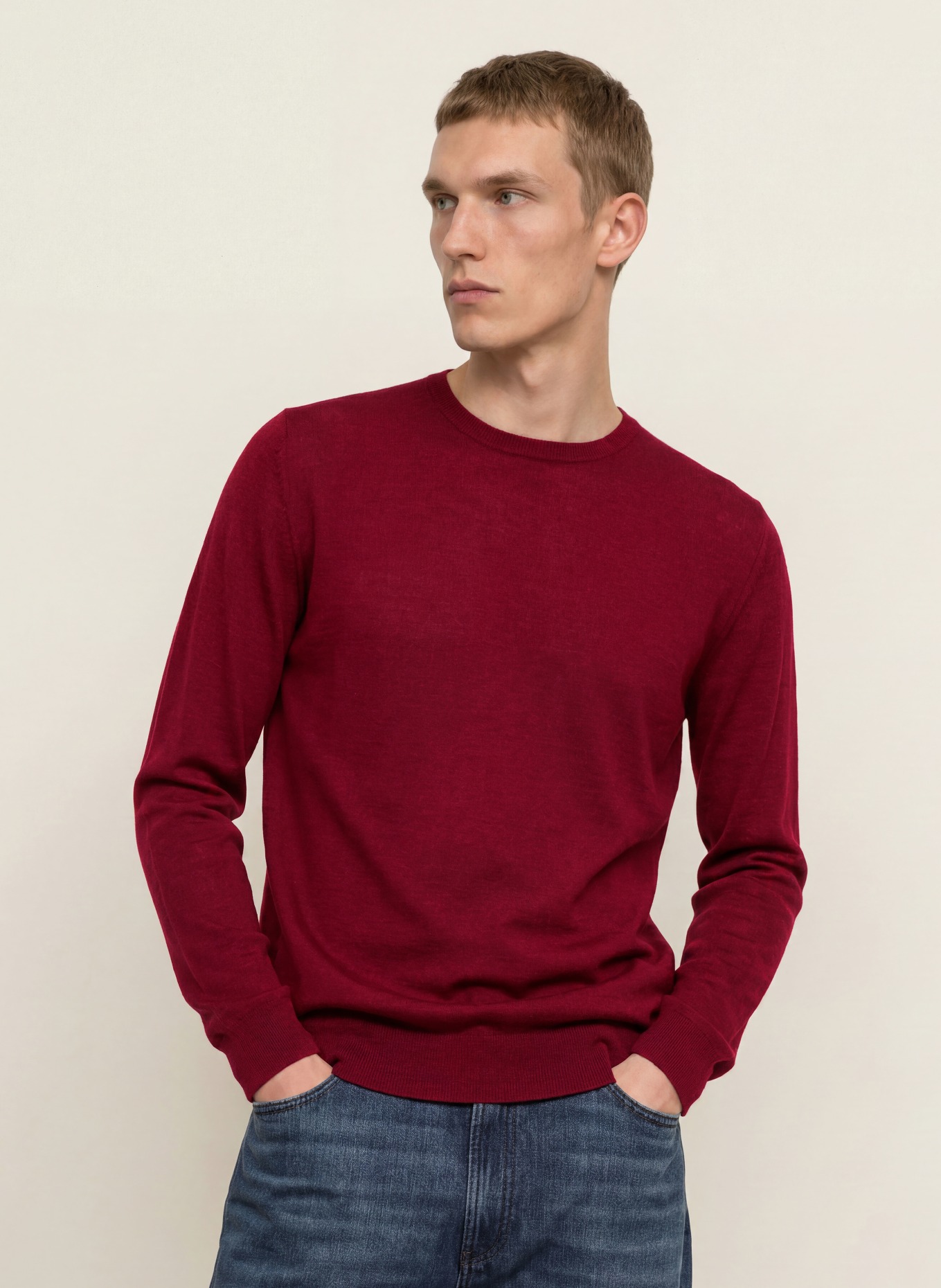 PAUL Pullover: DUNKELROT