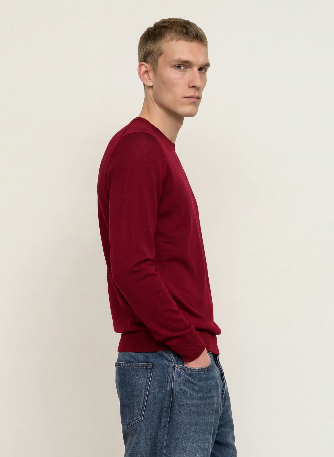 PAUL Pullover: DUNKELROT