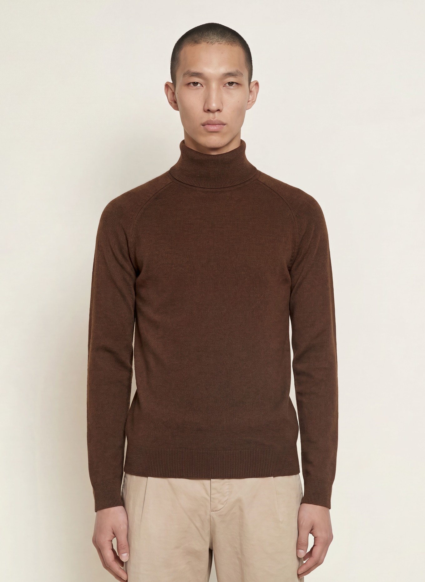 PAUL Cashmere turtleneck sweater: DARK BROWN